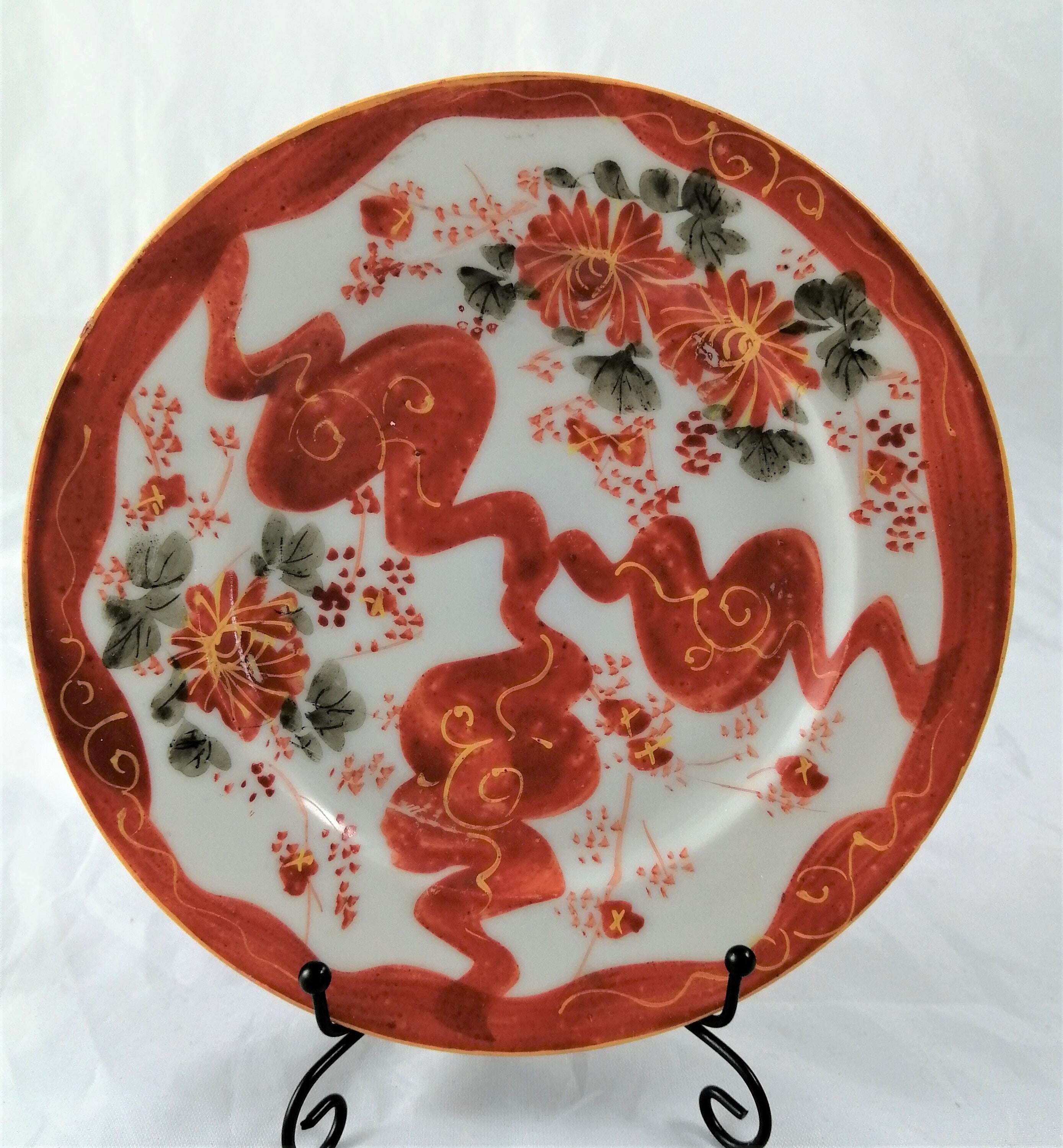Dish, Plates, Vase, Gourd Vase (3) - Kutani, 九谷造 - Porcelain - Japan - Early 20th century