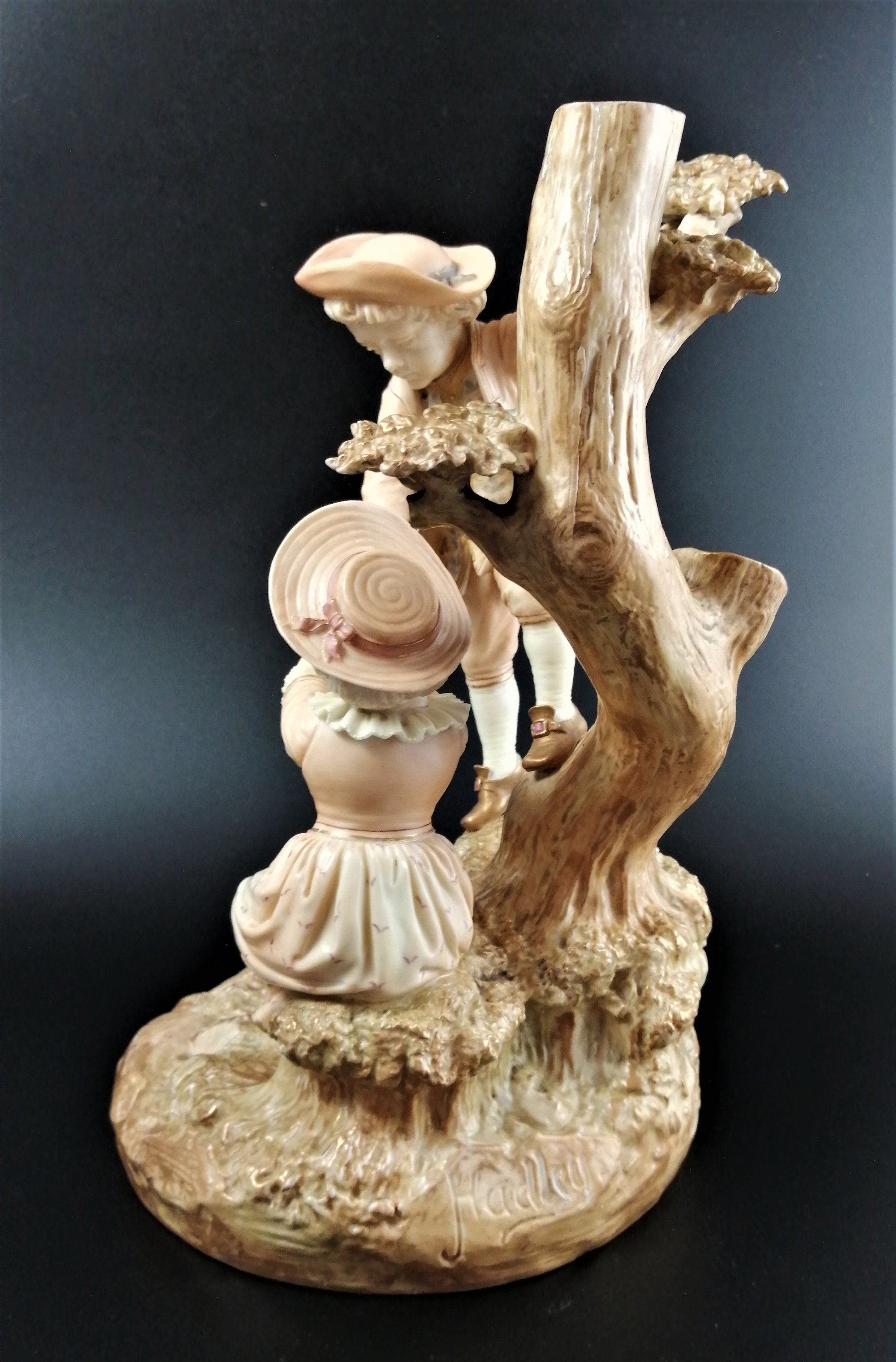 Royal Worcester Figurine: Blush Ivory Boy and Girl, James Hadley, 1888
