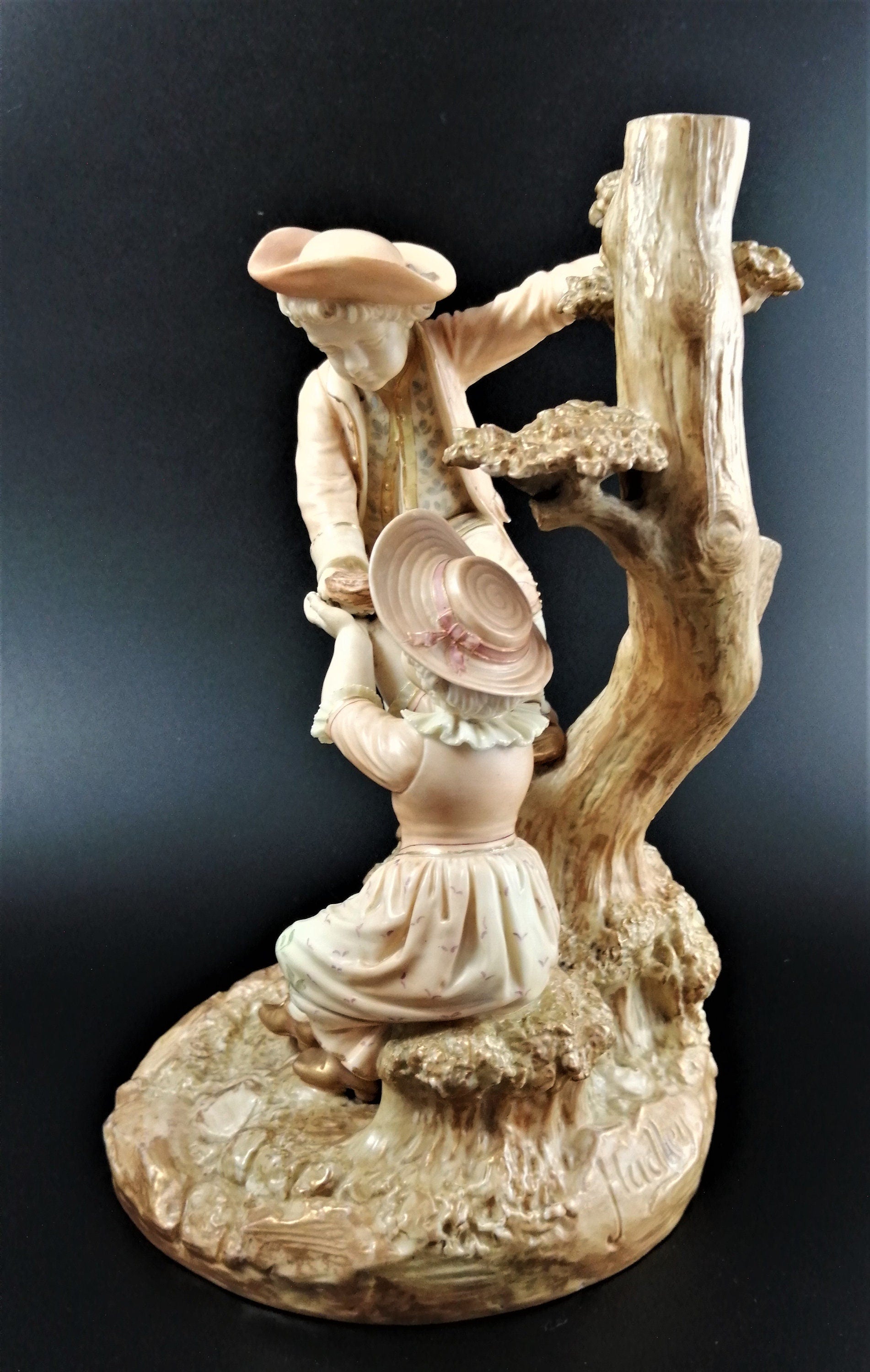 Royal Worcester Figurine: Blush Ivory Boy and Girl, James Hadley, 1888