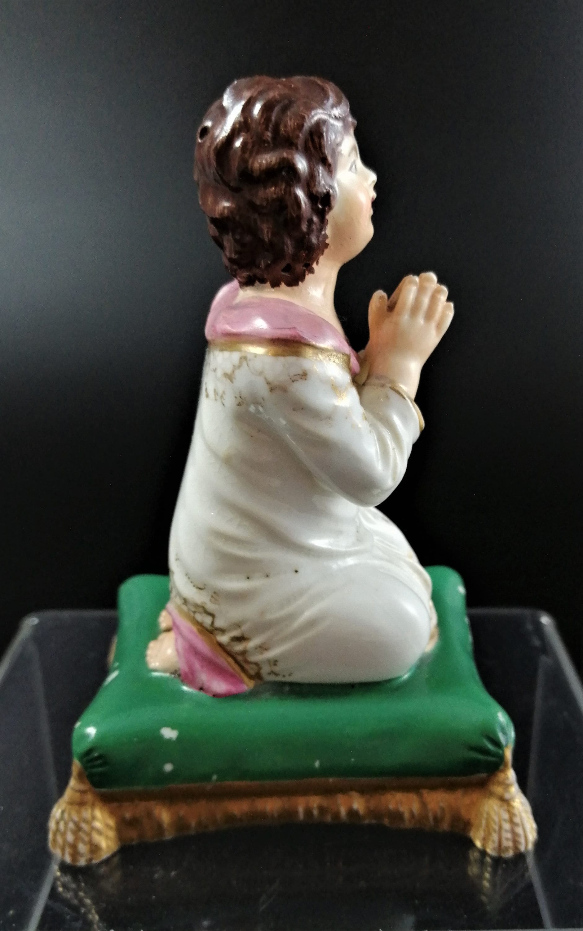 Antique Georgian porcelain Derby figurine of a praying kneeling girl, с.1830, Bloor period