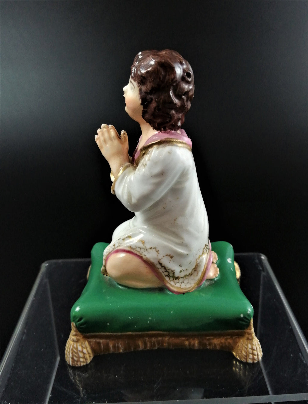 Antique Georgian porcelain Derby figurine of a praying kneeling girl, с.1830, Bloor period
