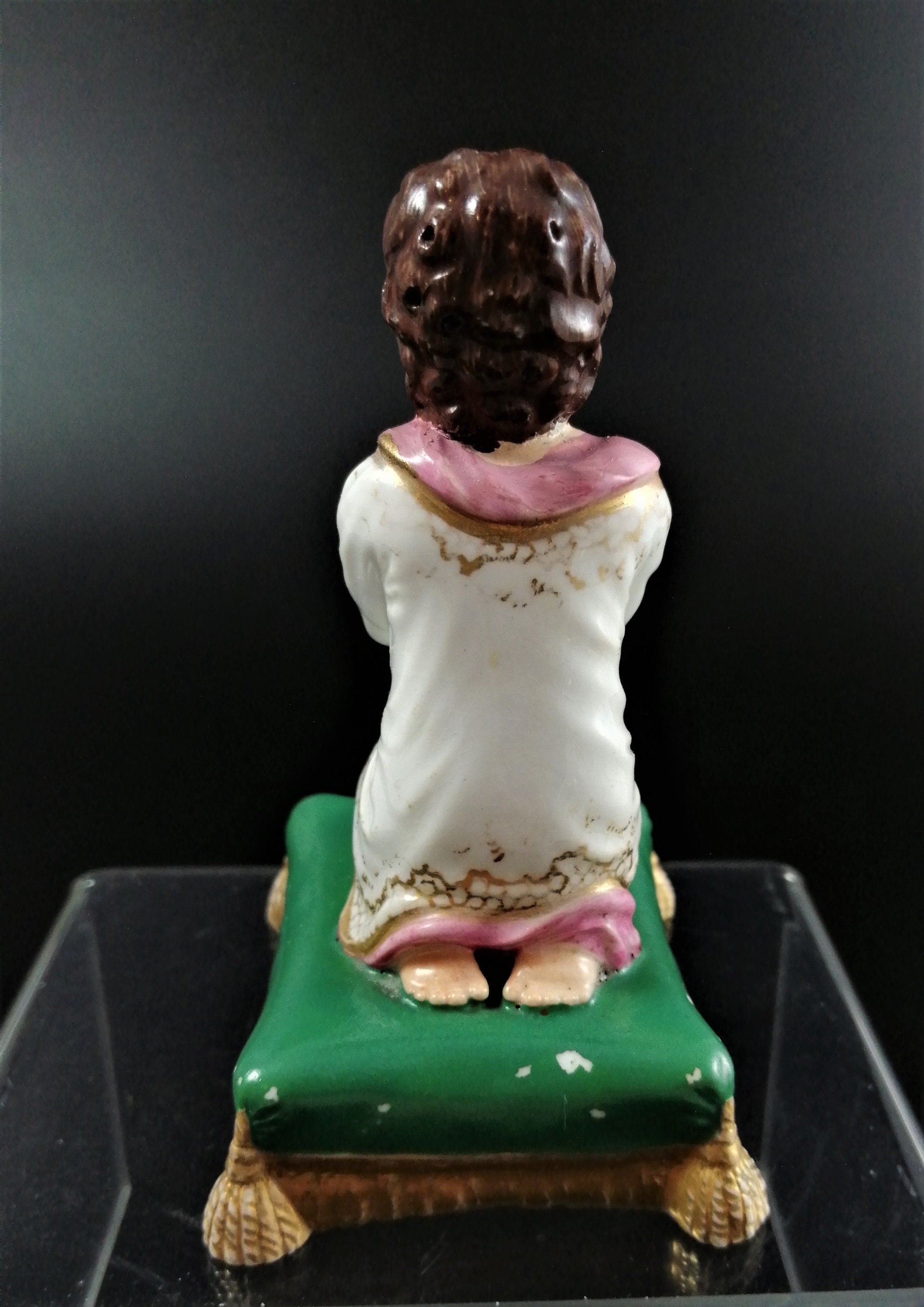 Antique Georgian porcelain Derby figurine of a praying kneeling girl, с.1830, Bloor period
