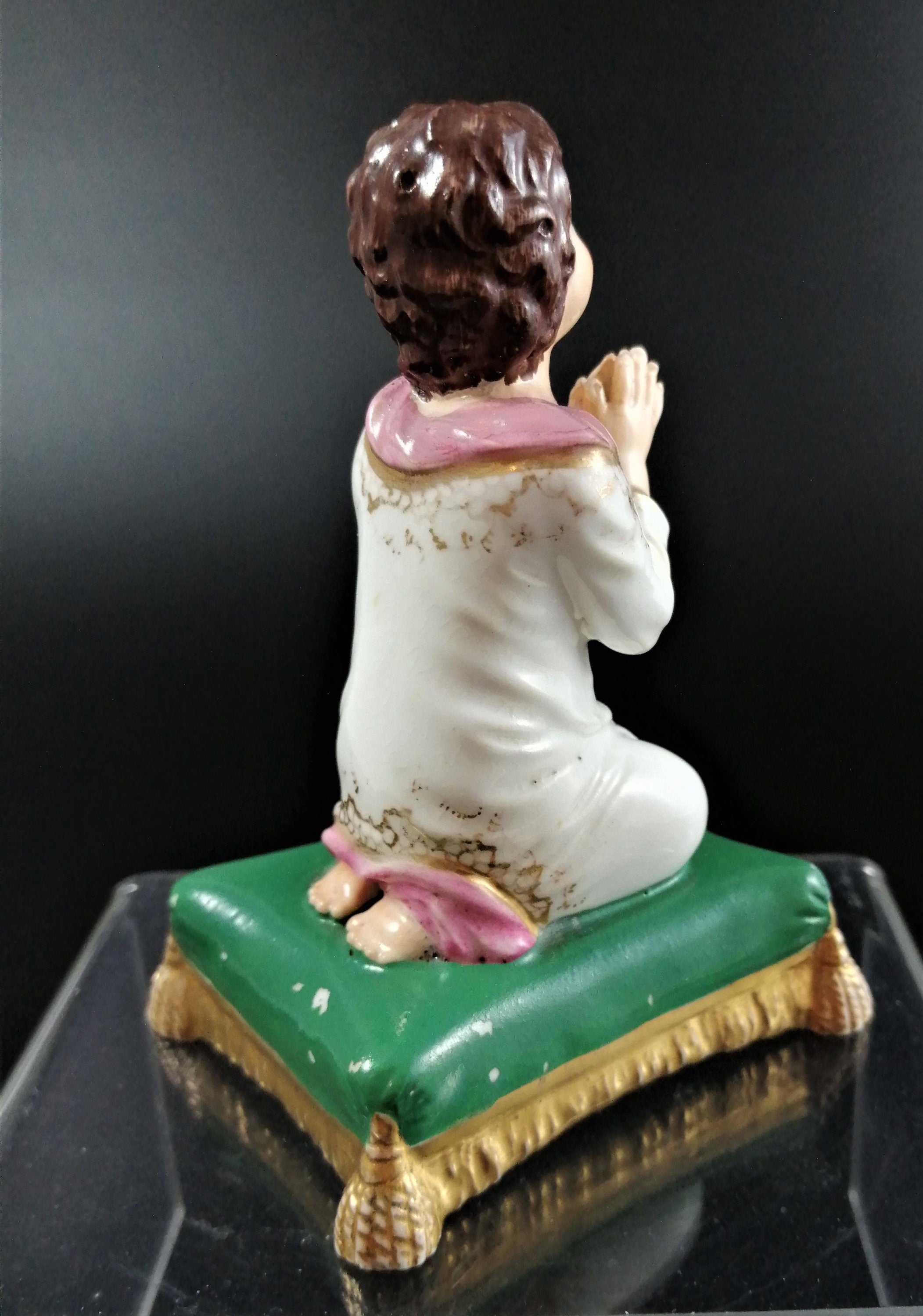 Antique Georgian porcelain Derby figurine of a praying kneeling girl, с.1830, Bloor period