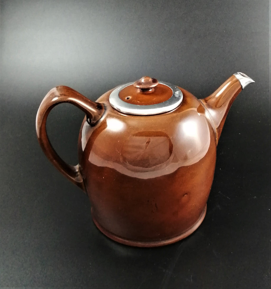 Royal Doulton Kingsware silver topped Dame- Heart's Content teapot