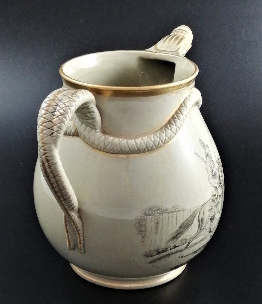 Antique Staffordshire jug,Russian Cossacks,c. 1820-1830