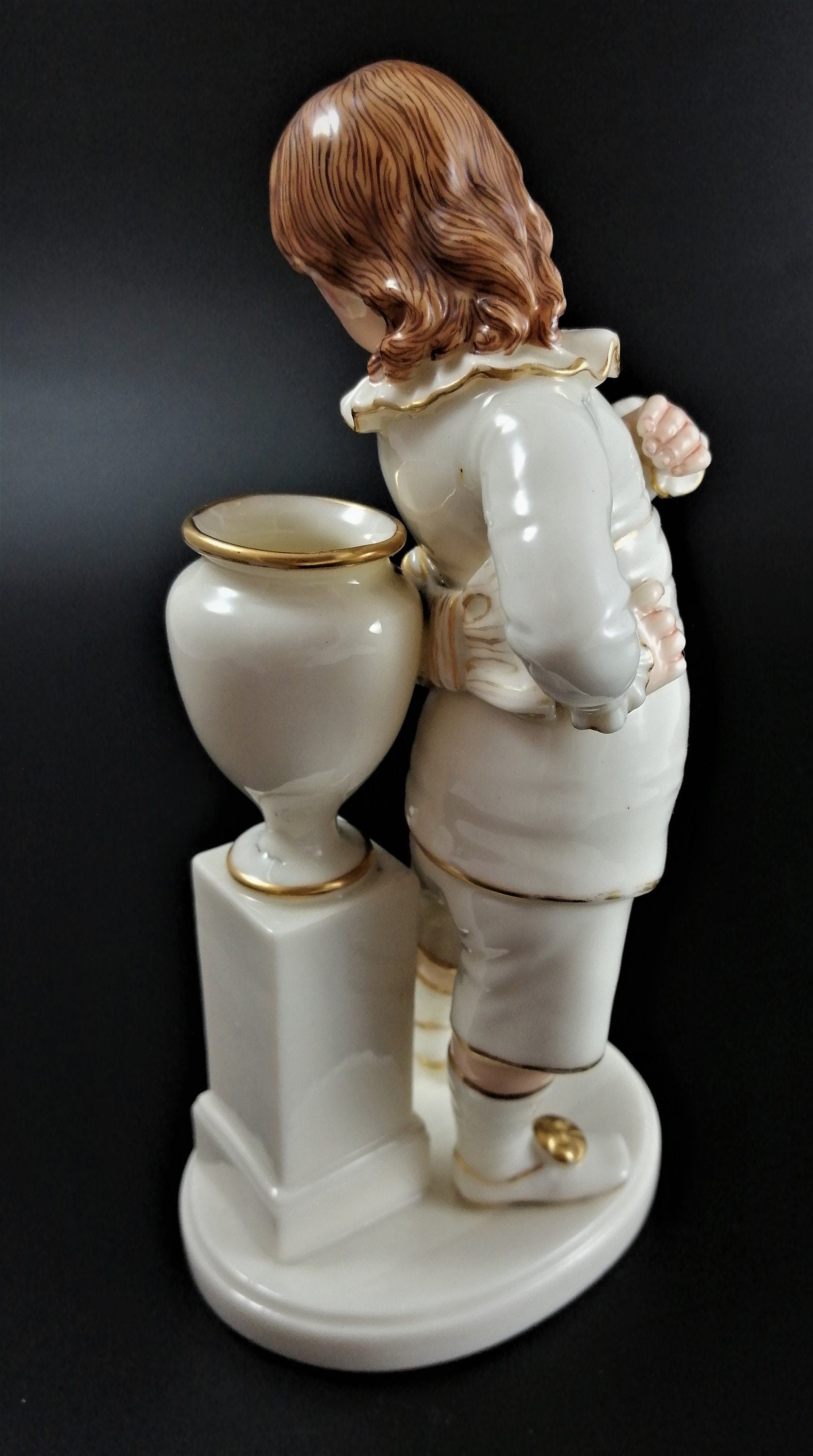Rare Royal Worcester Figurine: Boy with Vase by James Hadley, 1883