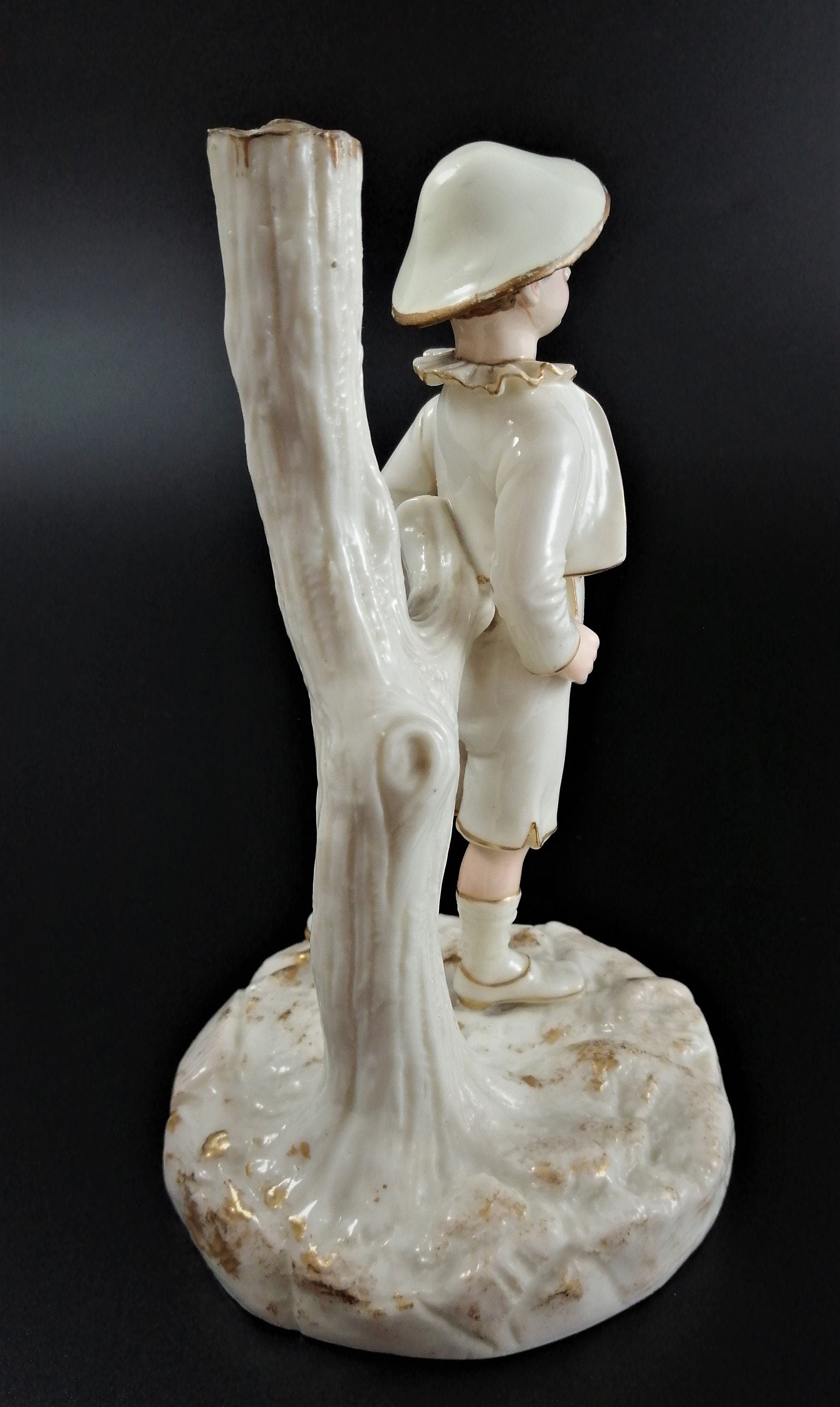 Antique Royal Worcester Painted and Gilt Ivory Porcelain Figurine,James Hadley