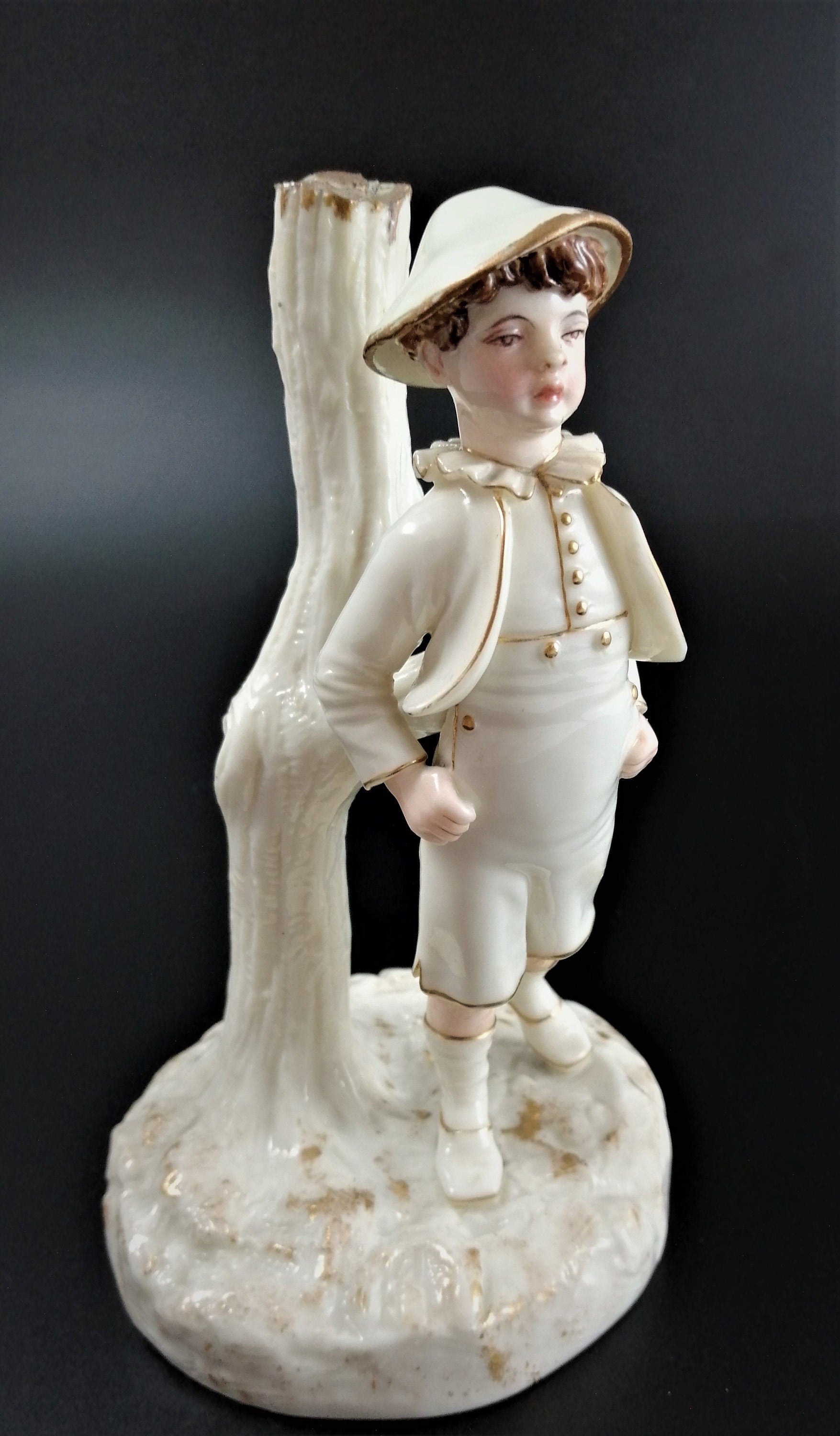 Antique Royal Worcester Painted and Gilt Ivory Porcelain Figurine,James Hadley