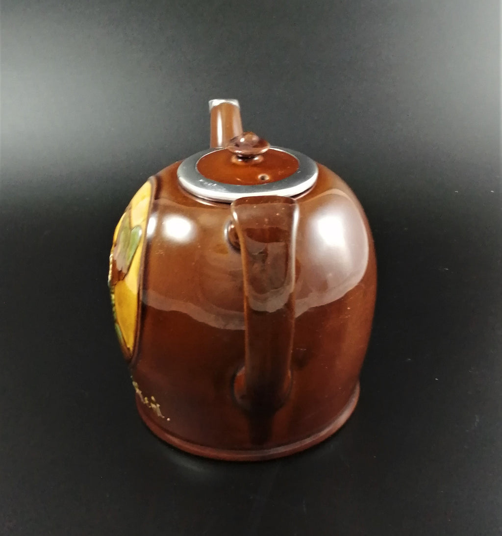 Royal Doulton Kingsware silver topped Dame- Heart's Content teapot