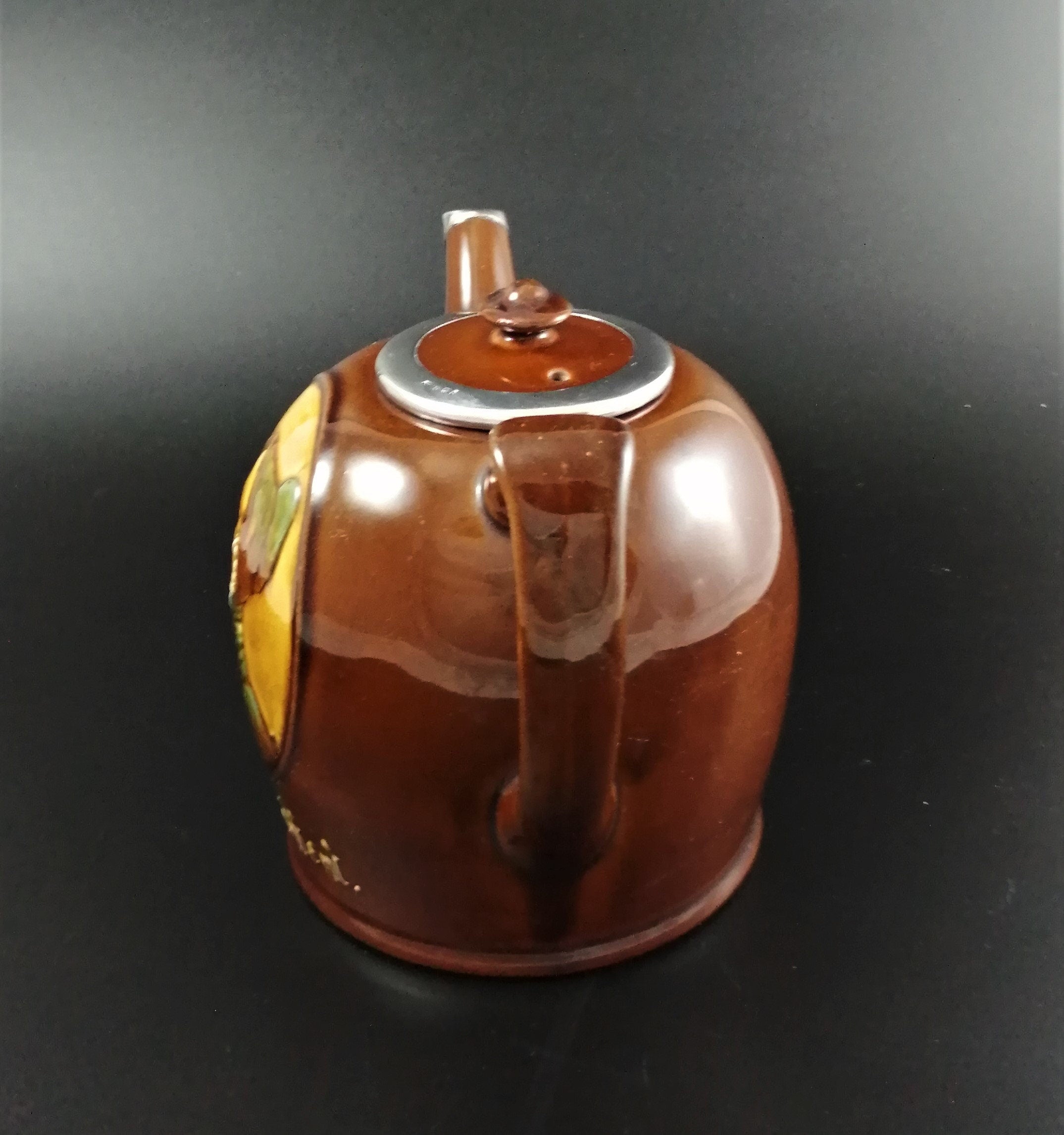 Royal Doulton Kingsware silver topped Dame- Heart's Content teapot