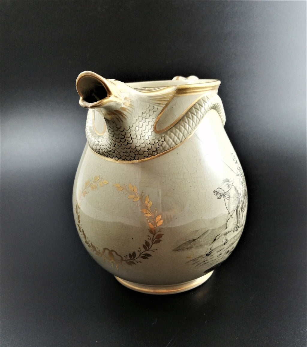 Antique Staffordshire jug,Russian Cossacks,c. 1820-1830