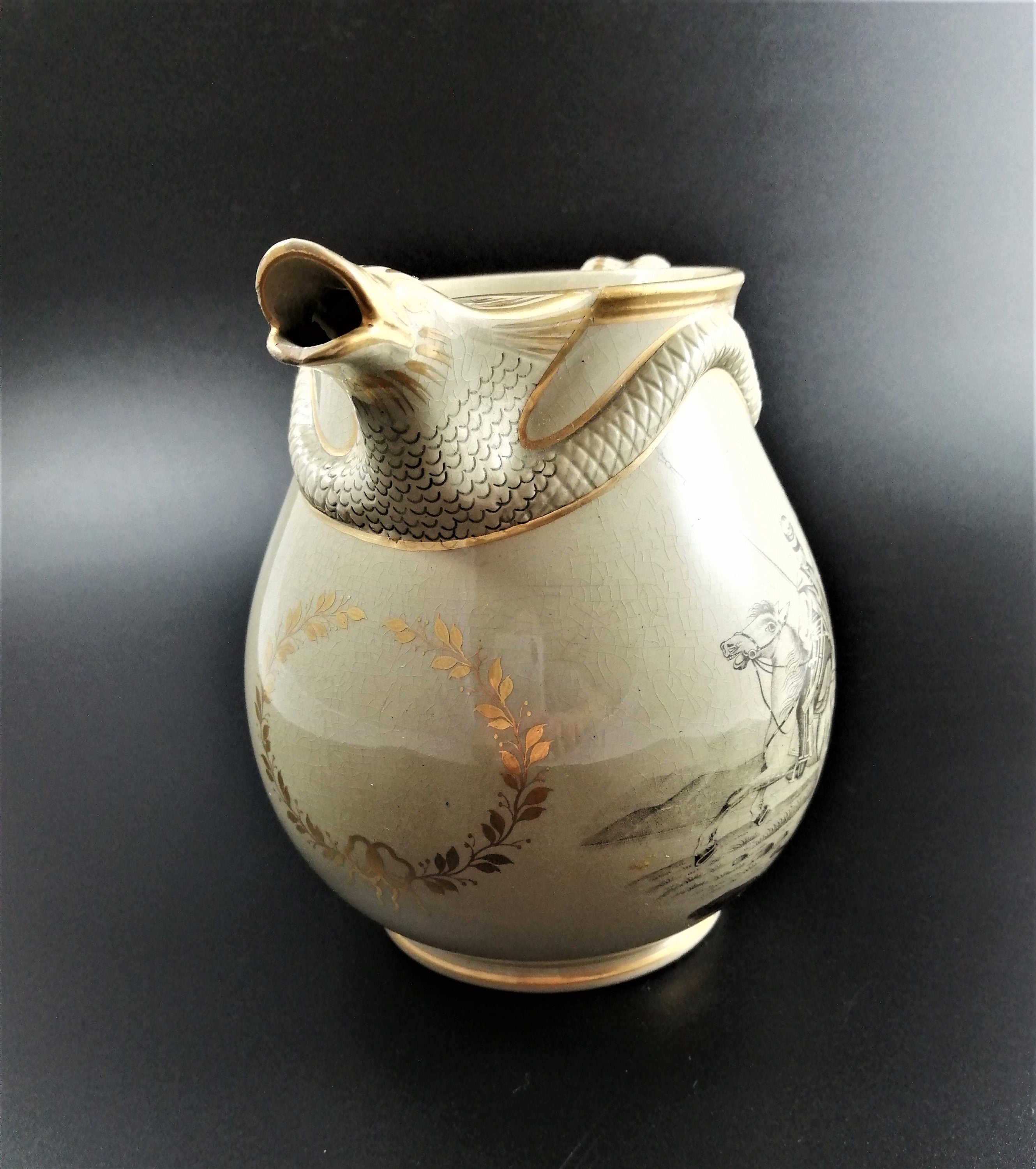 Antique Staffordshire jug,Russian Cossacks,c. 1820-1830