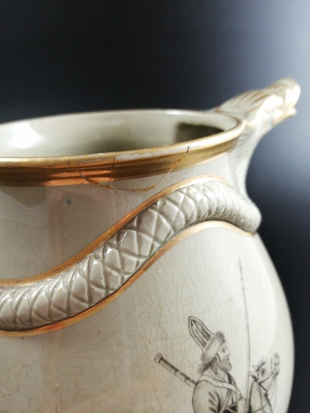 Antique Staffordshire jug,Russian Cossacks,c. 1820-1830