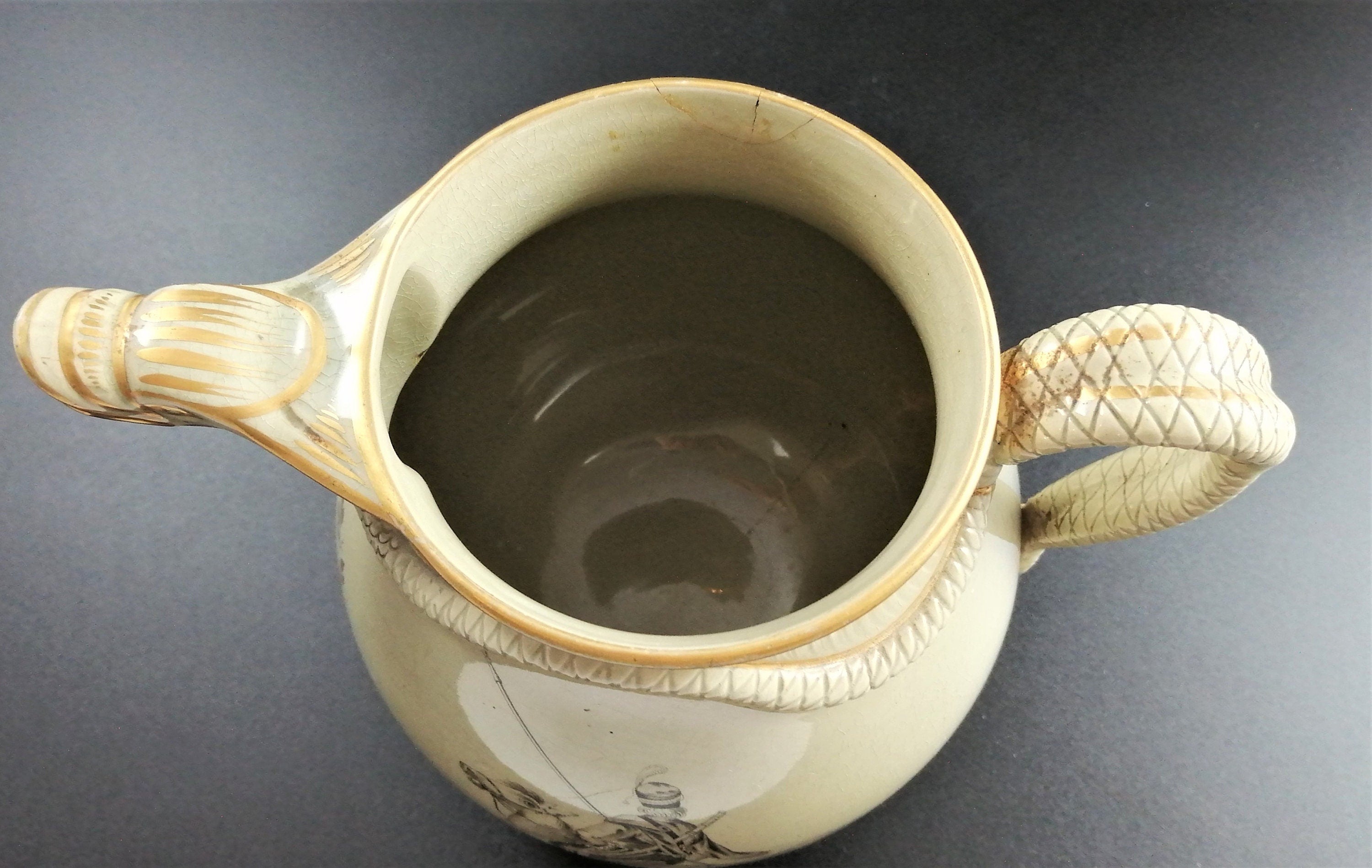 Antique Staffordshire jug,Russian Cossacks,c. 1820-1830