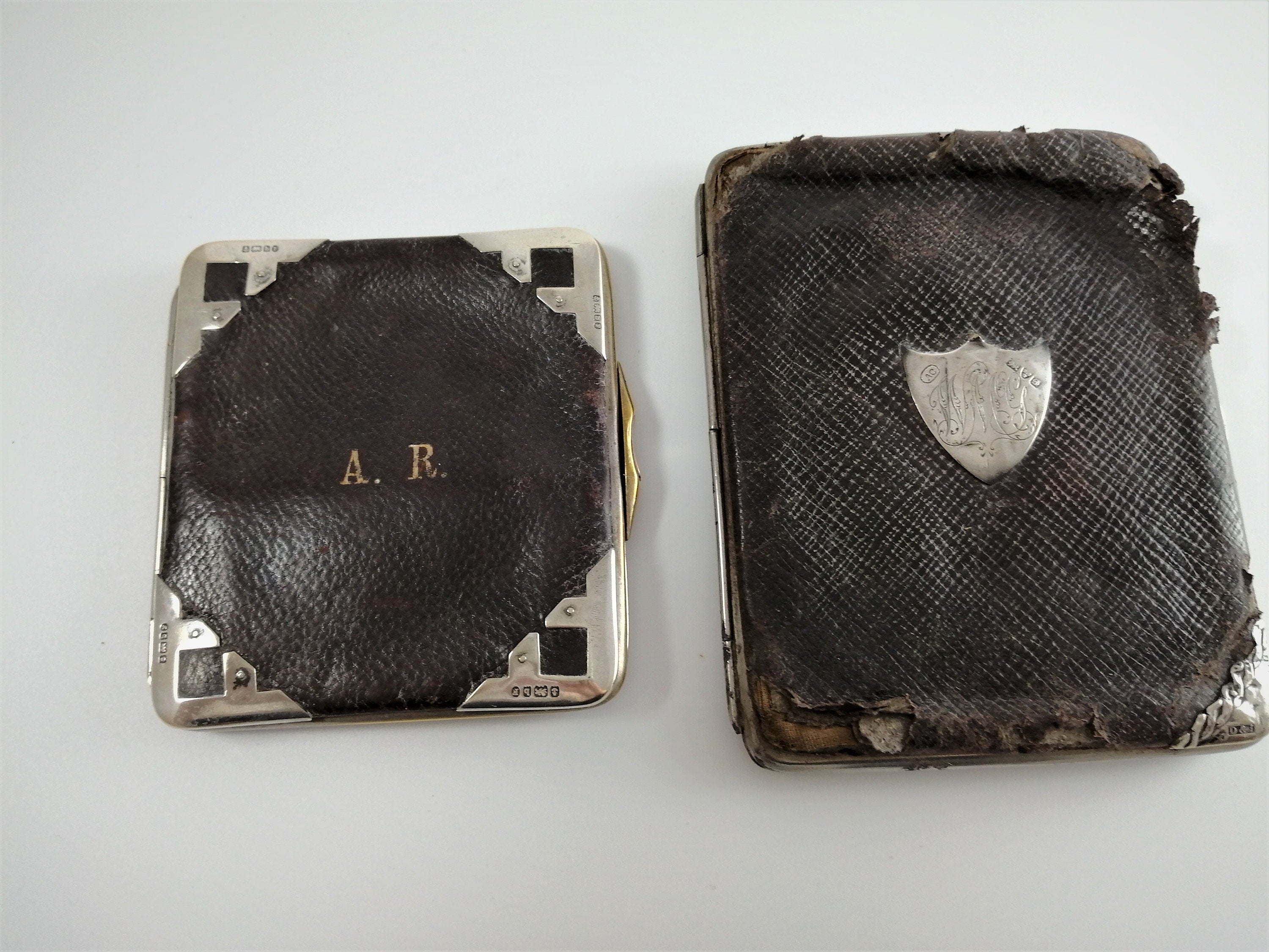 Purse, Calling/Business card cases - Leather, Sterling silver - 19th c.