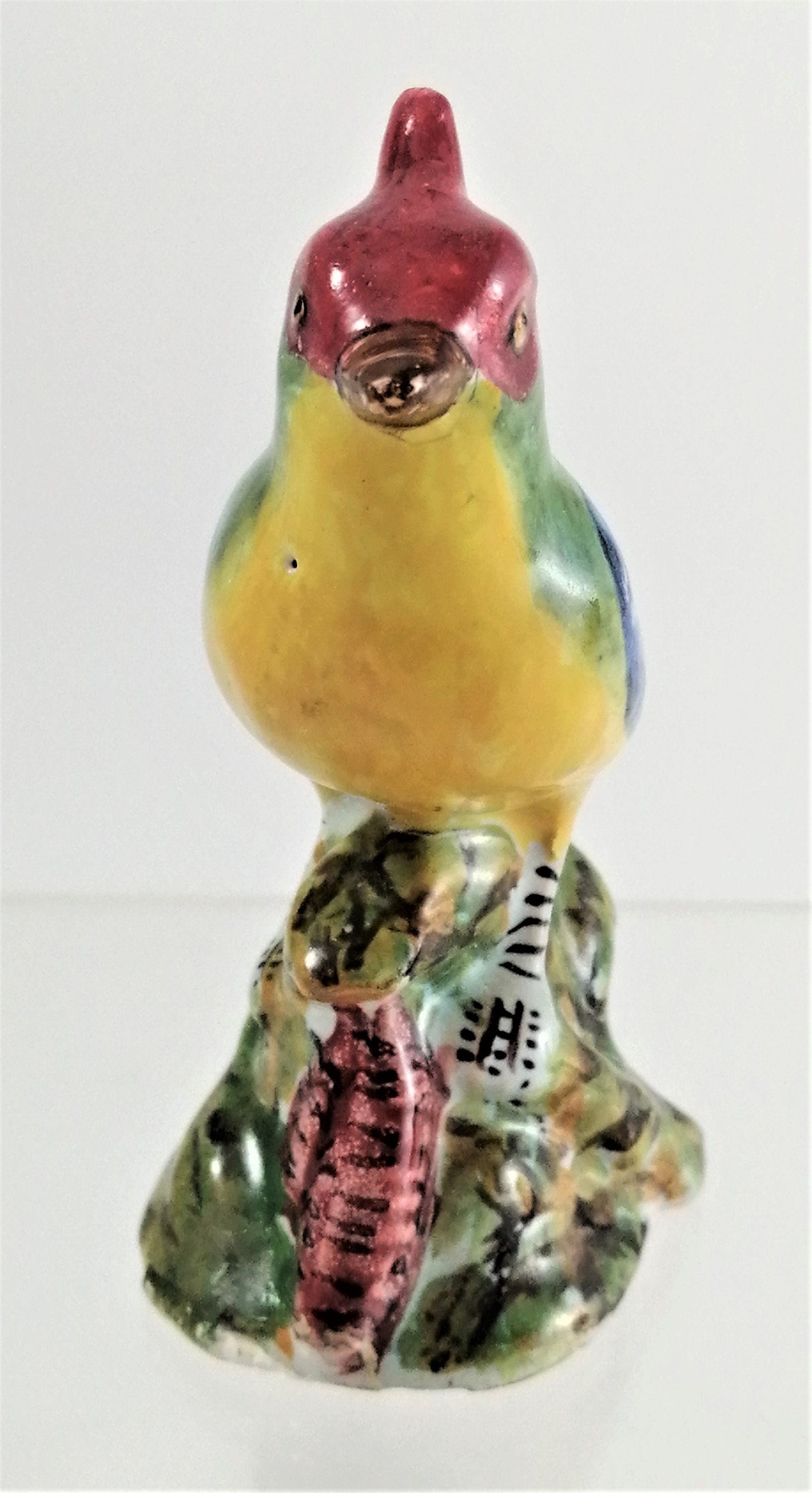Antique porcelain figurine of a multicoloured songbird,Carocci, Fabbri & Co. of Italy