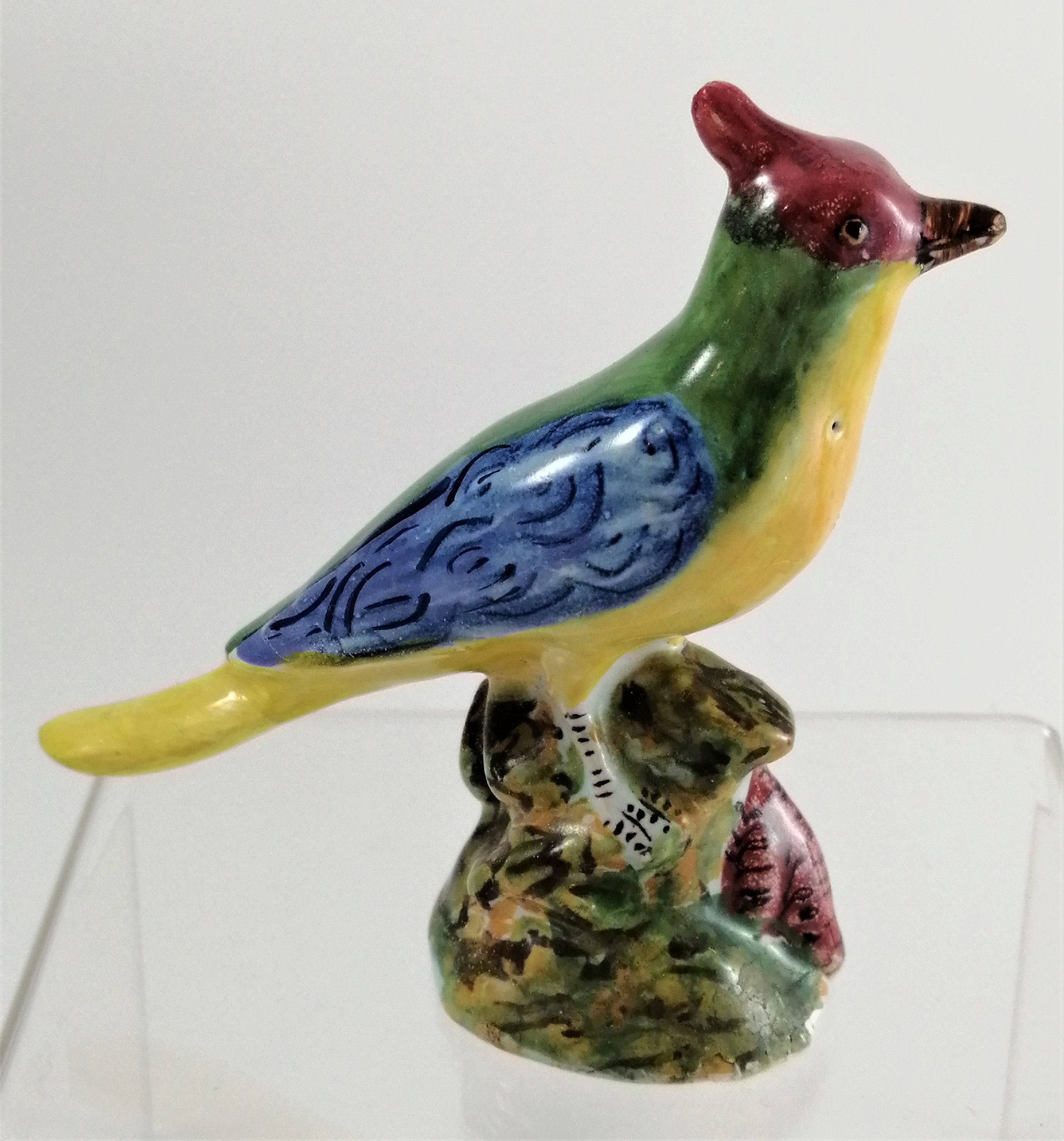 Antique porcelain figurine of a multicoloured songbird,Carocci, Fabbri & Co. of Italy