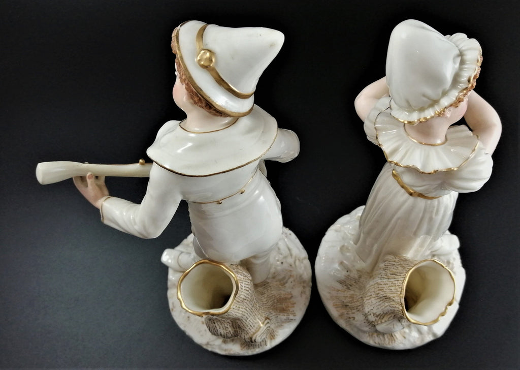 Antique Royal Worcester figures,James Hadley,musicians,1885, very rare