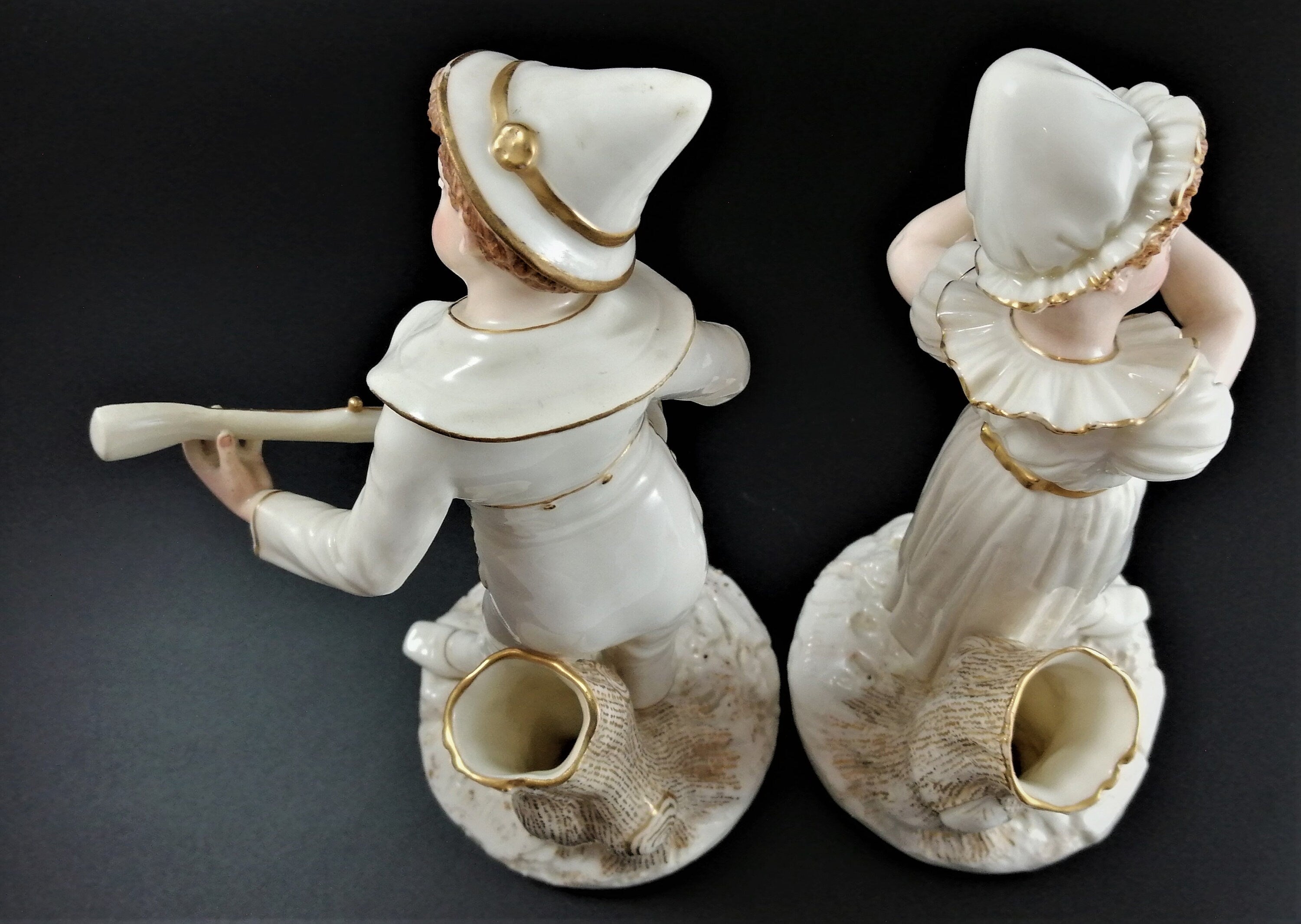 Antique Royal Worcester figures,James Hadley,musicians,1885, very rare