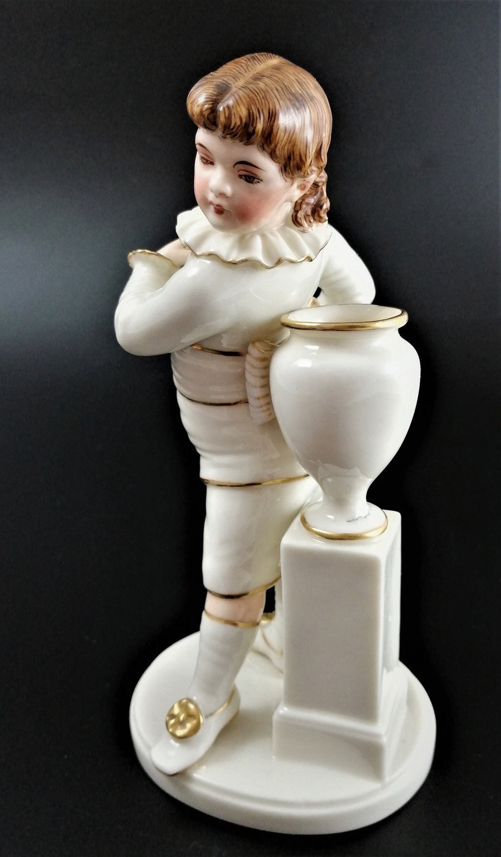 Rare Royal Worcester Figurine: Boy with Vase by James Hadley, 1883