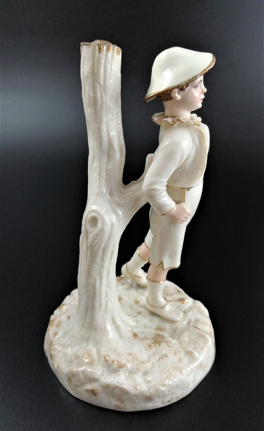 Antique Royal Worcester Painted and Gilt Ivory Porcelain Figurine,James Hadley