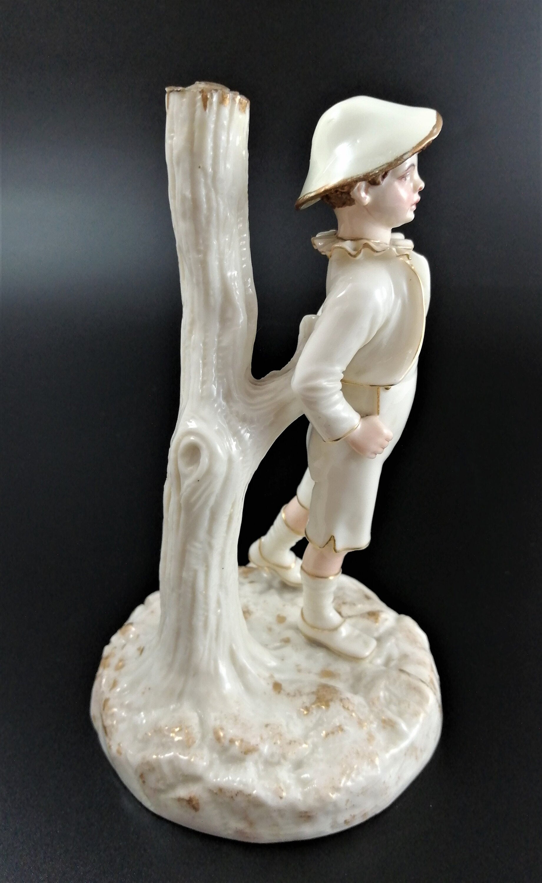 Antique Royal Worcester Painted and Gilt Ivory Porcelain Figurine,James Hadley
