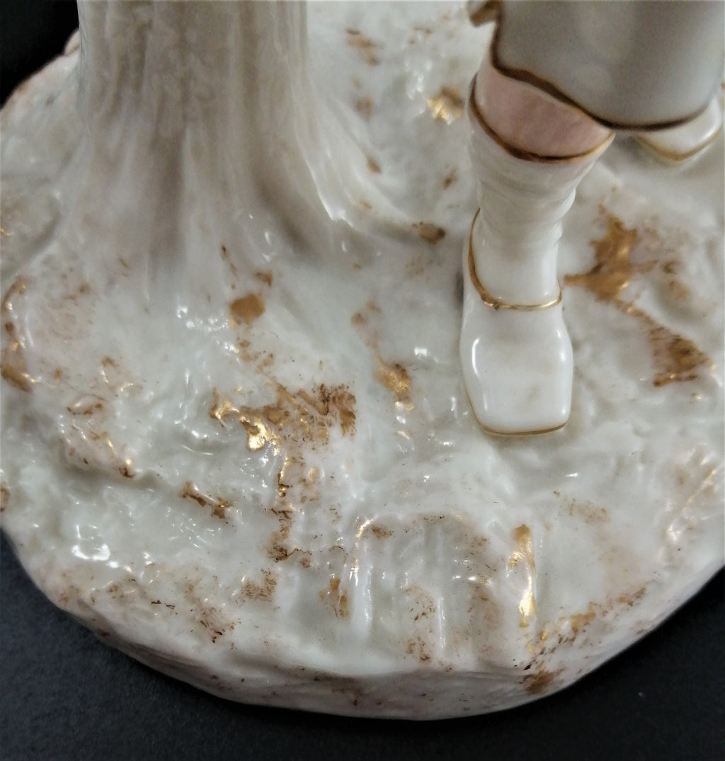 Antique Royal Worcester Painted and Gilt Ivory Porcelain Figurine,James Hadley