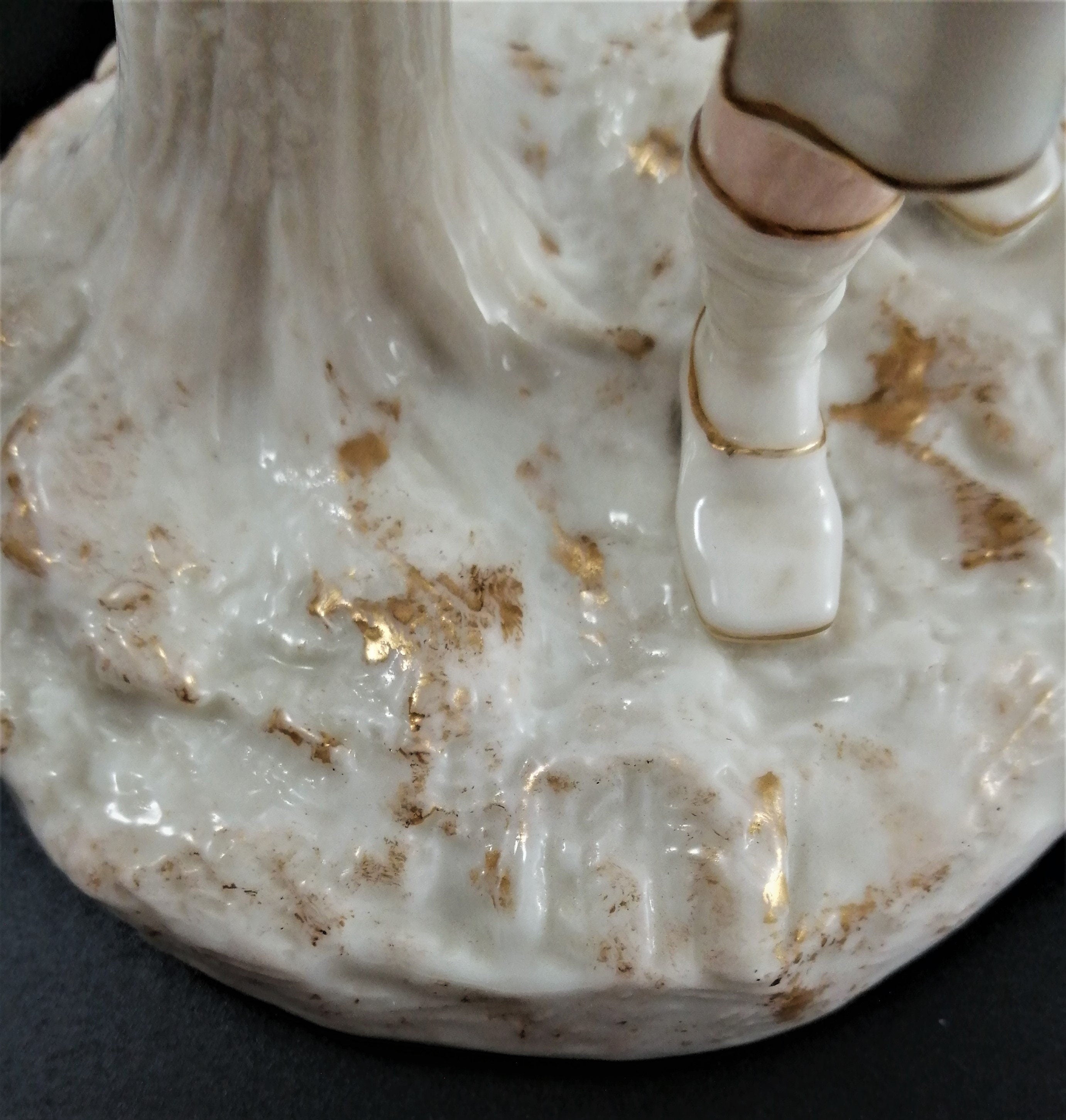 Antique Royal Worcester Painted and Gilt Ivory Porcelain Figurine,James Hadley