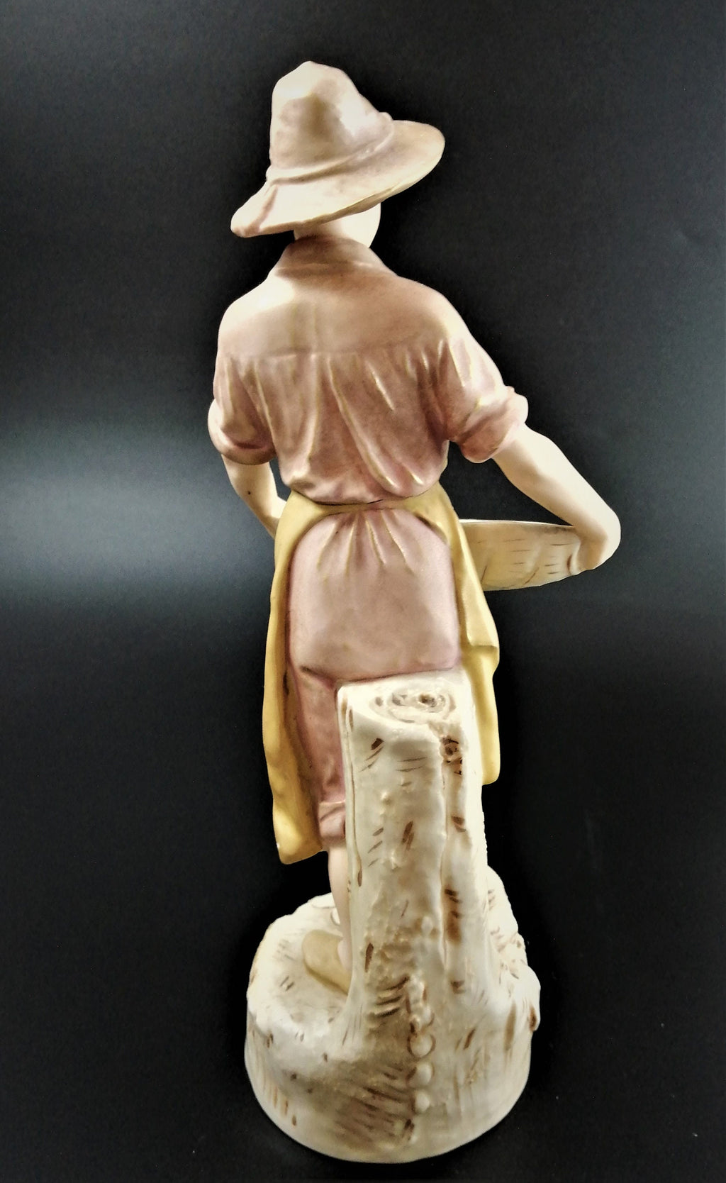 Antique Royal Dux Porcelain Figurine of young man carrying gathering baskets