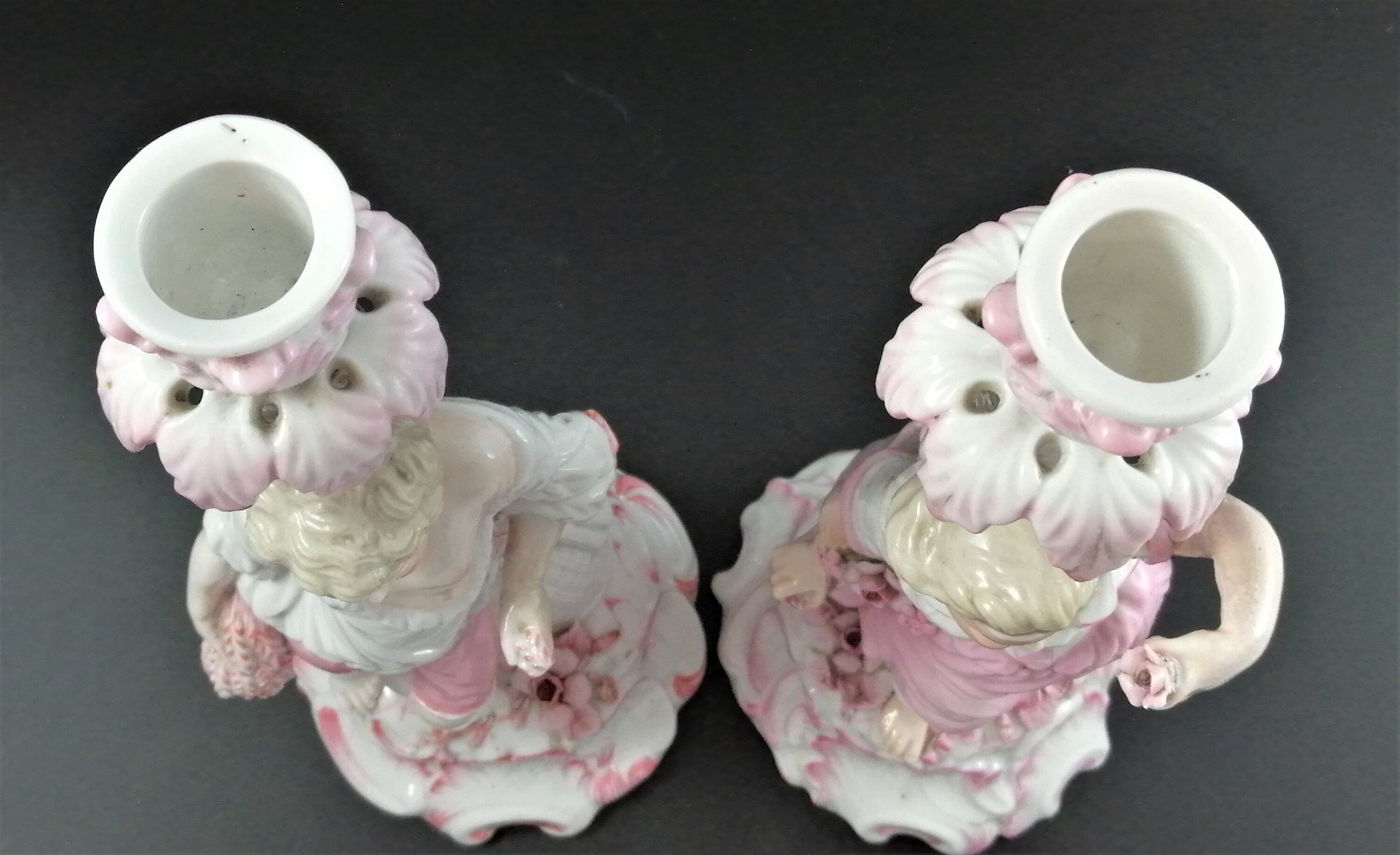 Antique pair of porcelain candelabrum , Giulio Richard of Milan,c.1880