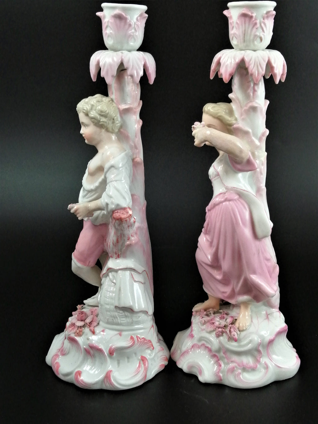 Antique pair of porcelain candelabrum , Giulio Richard of Milan,c.1880