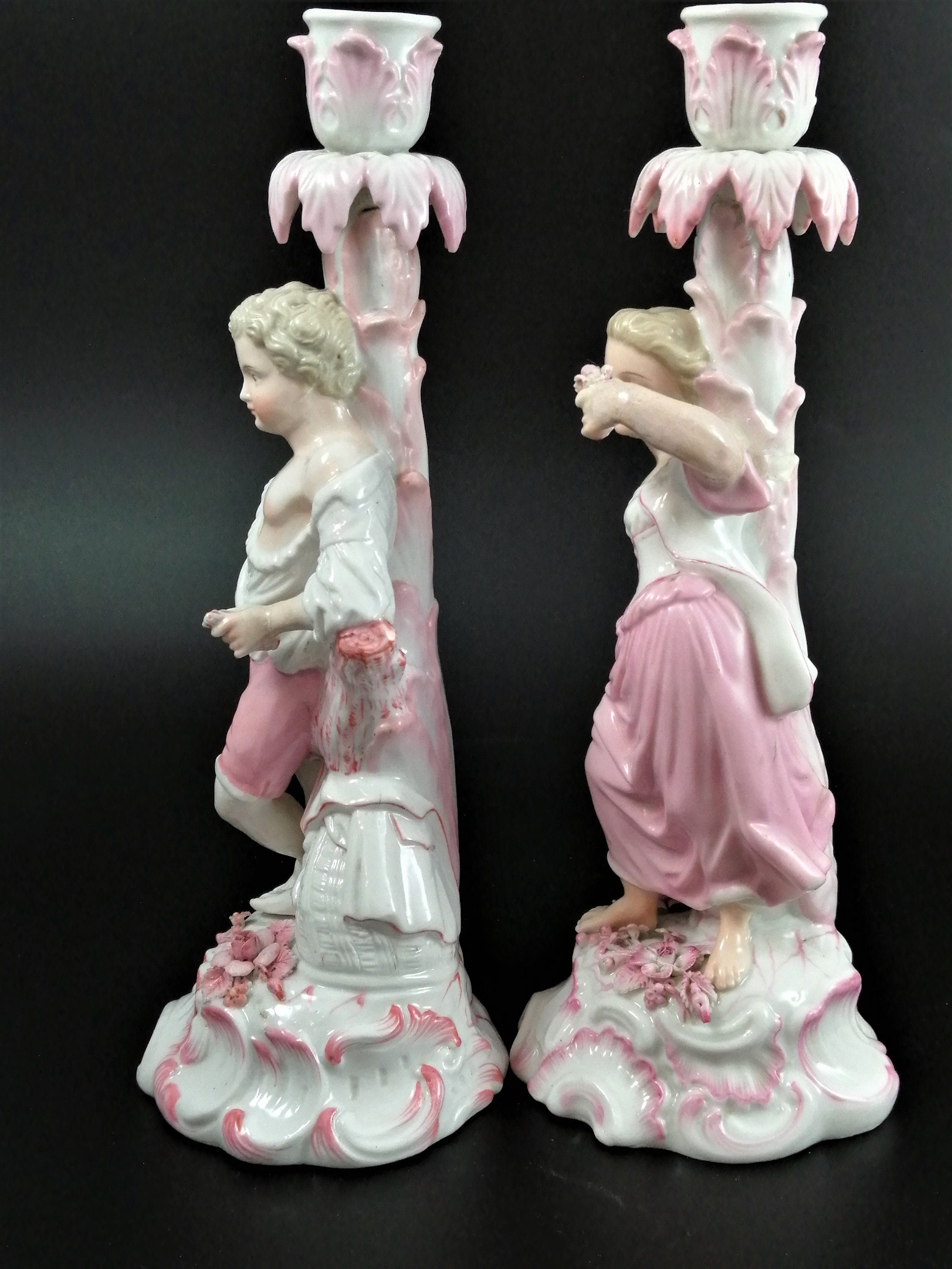 Antique pair of porcelain candelabrum , Giulio Richard of Milan,c.1880