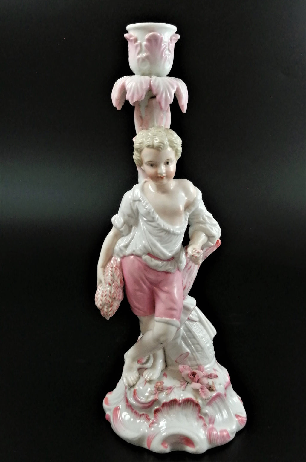 Antique pair of porcelain candelabrum , Giulio Richard of Milan,c.1880