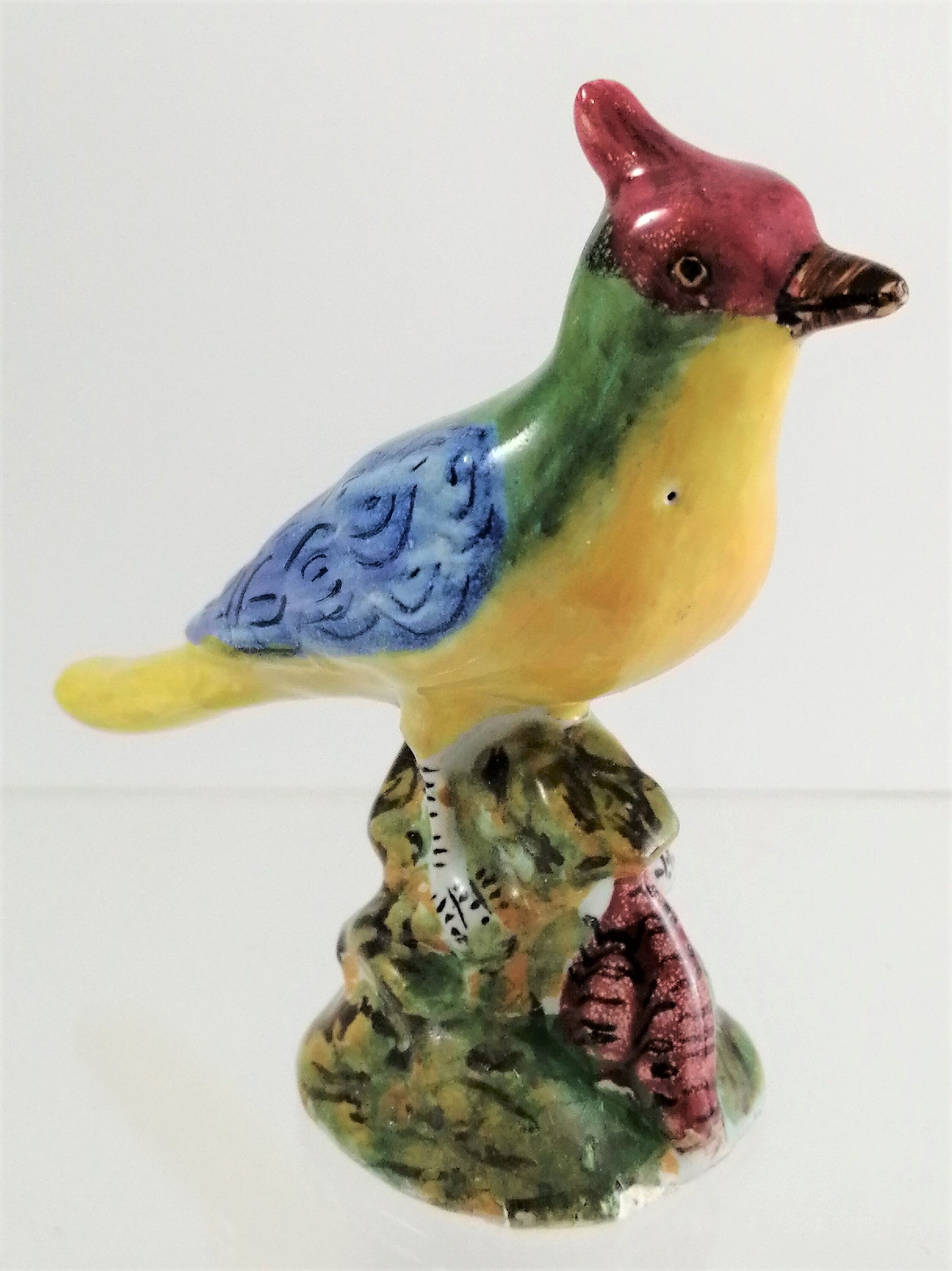 Antique porcelain figurine of a multicoloured songbird,Carocci, Fabbri & Co. of Italy