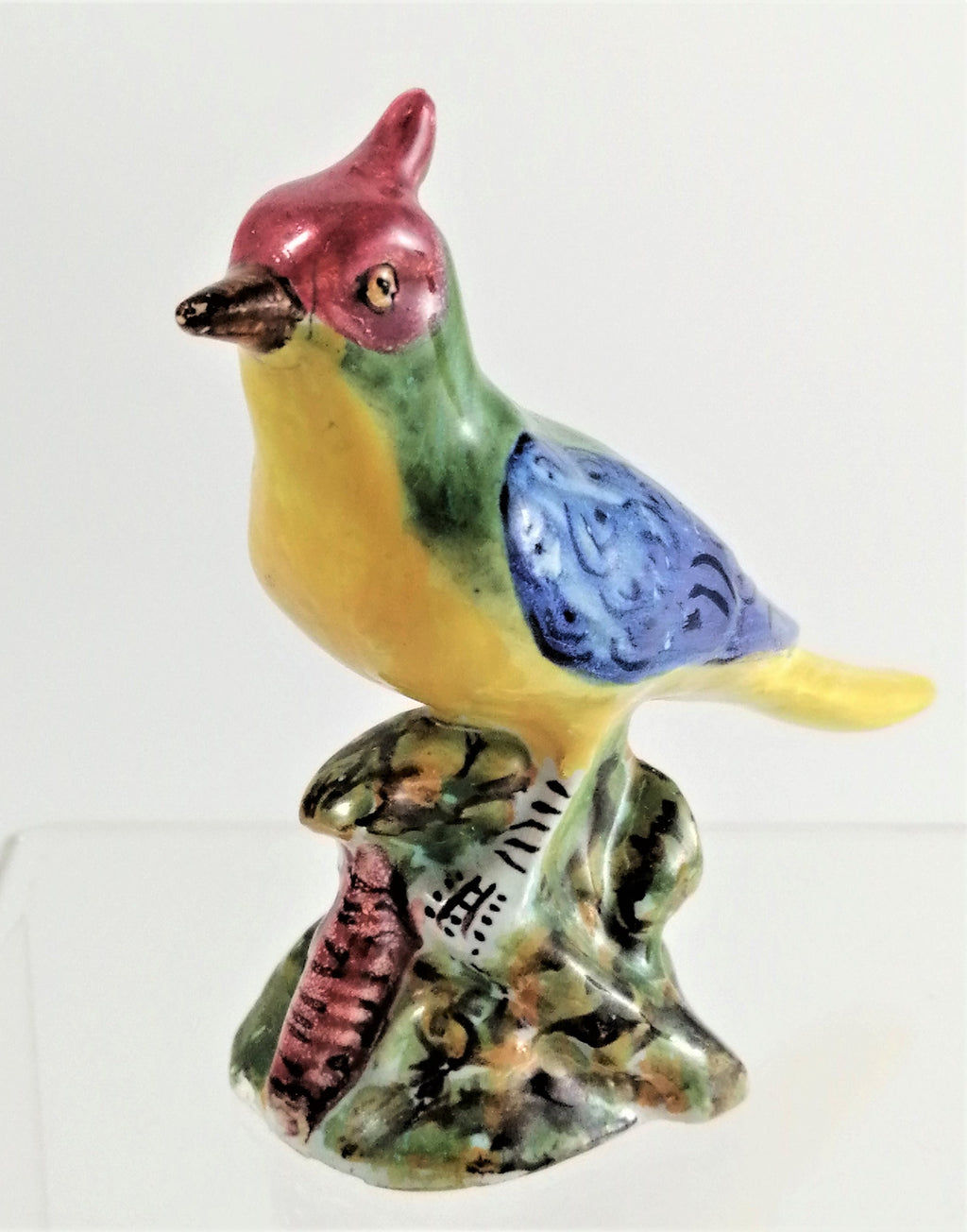 Antique porcelain figurine of a multicoloured songbird,Carocci, Fabbri & Co. of Italy