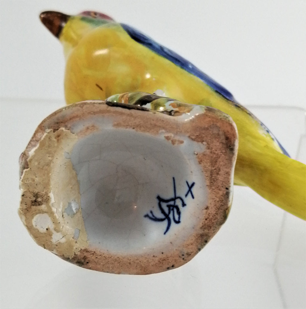 Antique porcelain figurine of a multicoloured songbird,Carocci, Fabbri & Co. of Italy