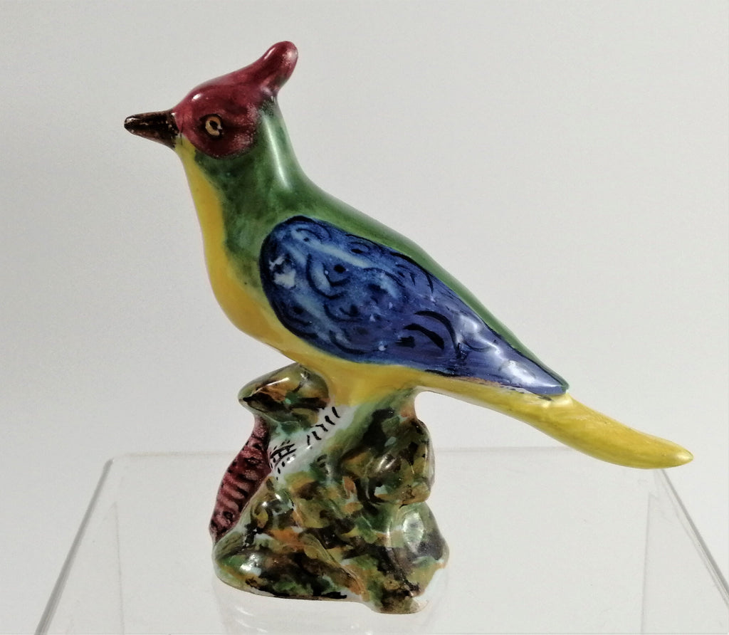 Antique porcelain figurine of a multicoloured songbird,Carocci, Fabbri & Co. of Italy