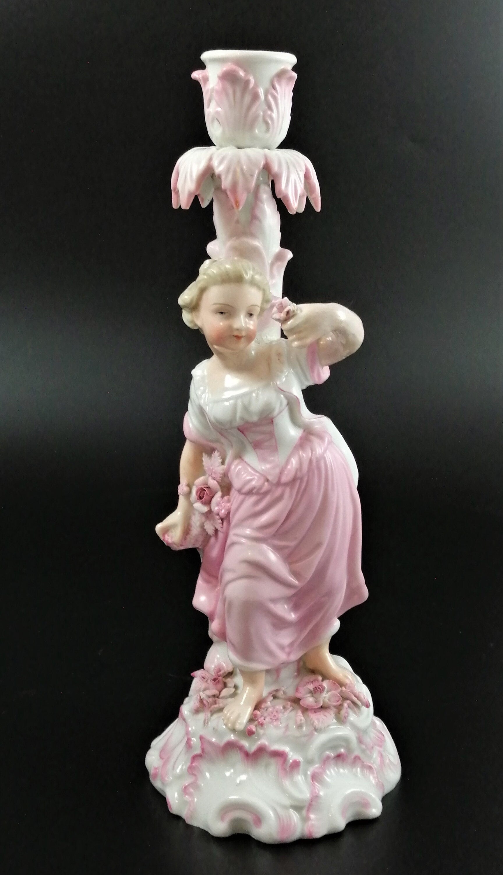 Antique pair of porcelain candelabrum , Giulio Richard of Milan,c.1880