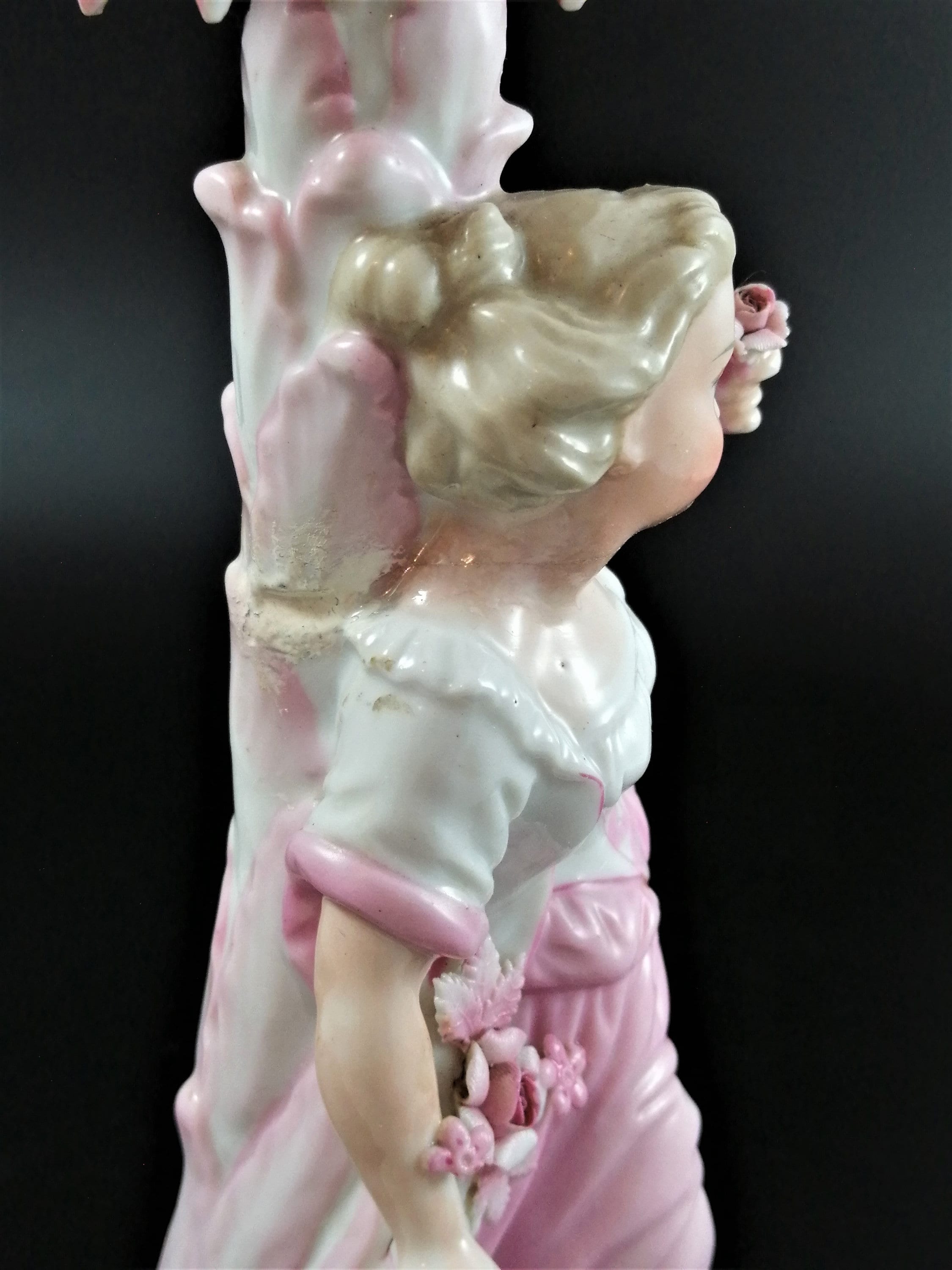 Antique pair of porcelain candelabrum , Giulio Richard of Milan,c.1880