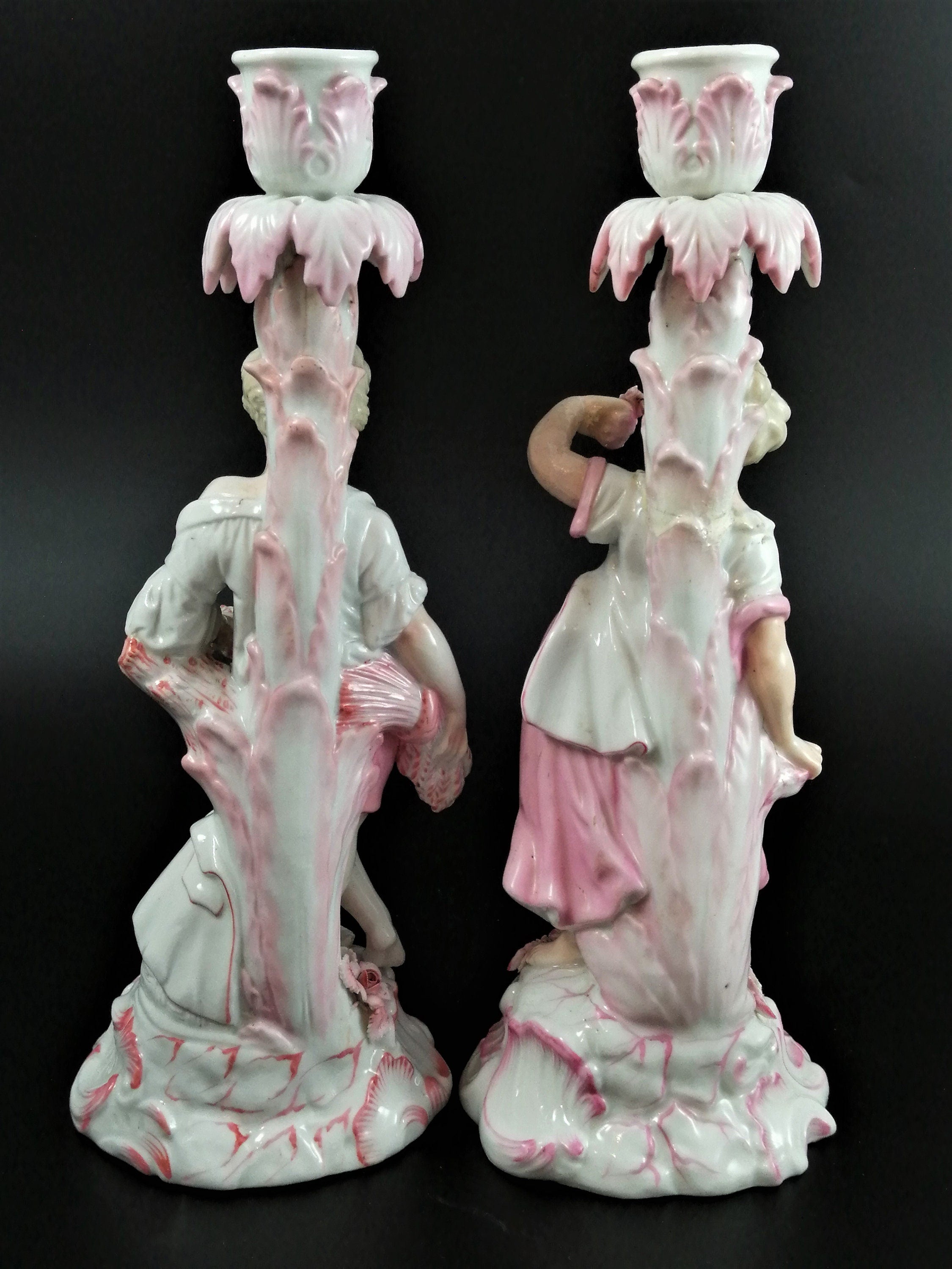 Antique pair of porcelain candelabrum , Giulio Richard of Milan,c.1880