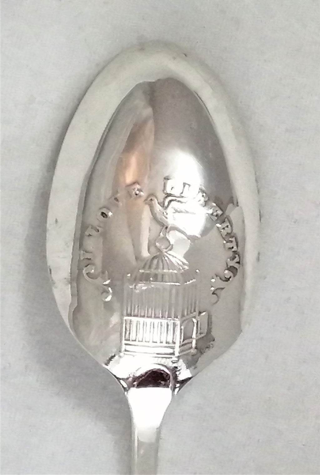 Sterling Silver Fancy Back (Picture Back) Teaspoons (Set of 6) - I Love Liberty
