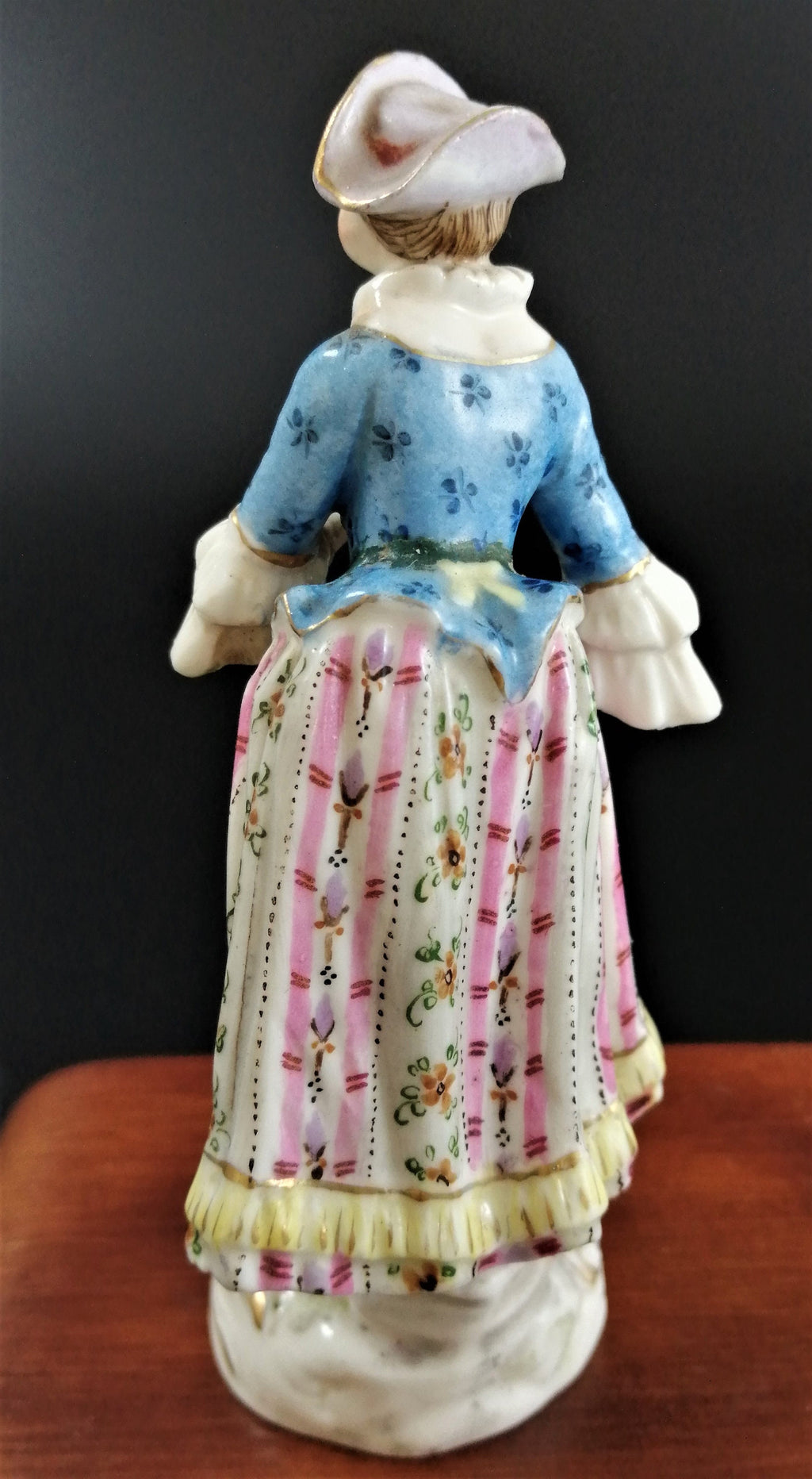 Antique Bavarian porcelain figurine of lady with flowers, Lenck Family, 1840’s