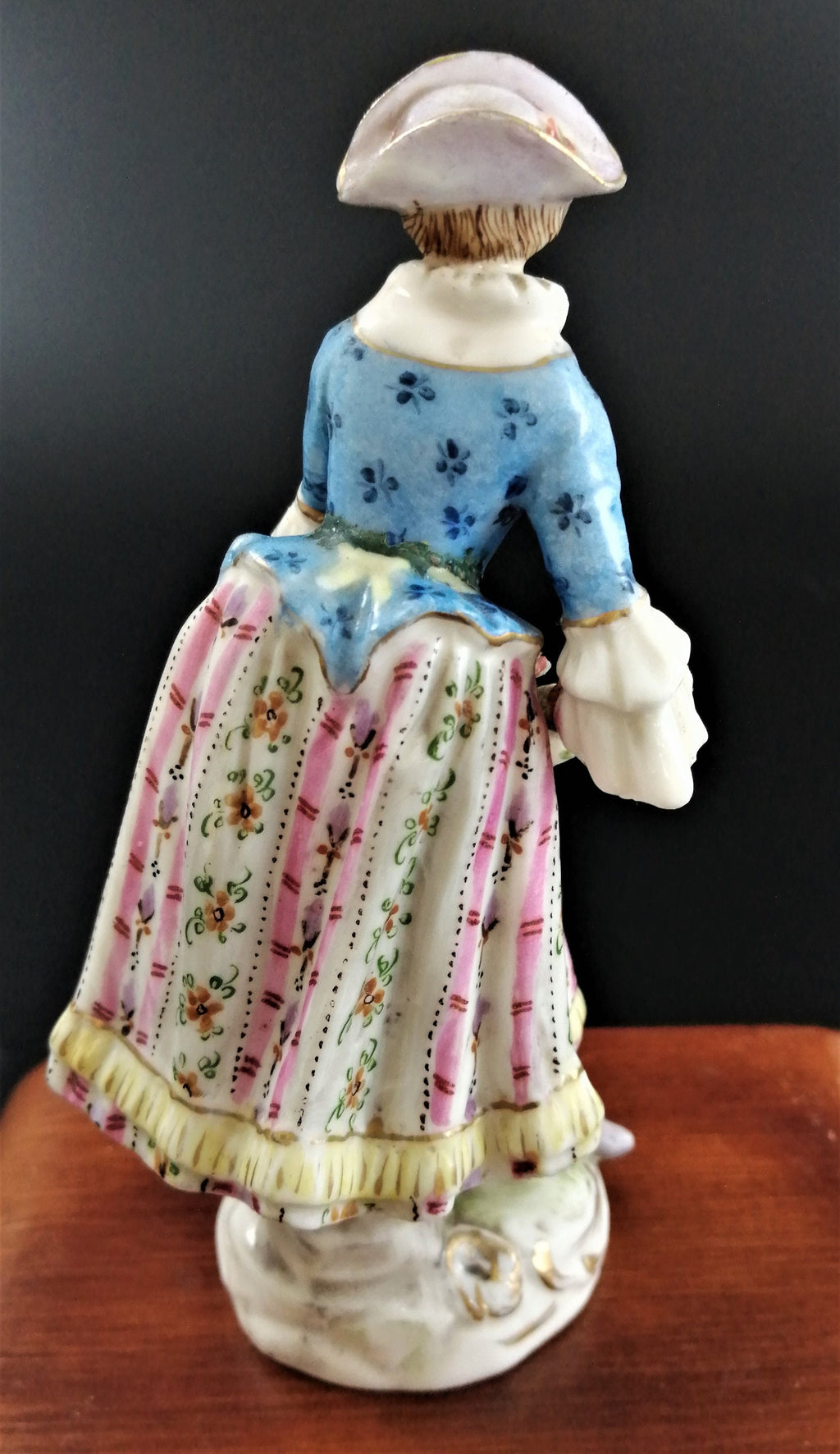 Antique Bavarian porcelain figurine of lady with flowers, Lenck Family, 1840’s