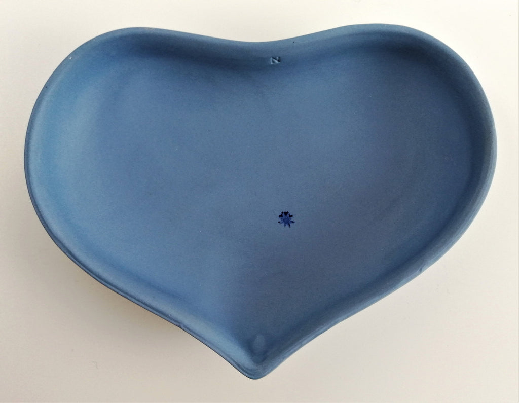 Antique Wedgwood Jasperware Heart Trinket Box: Blue Greek Mythology Design
