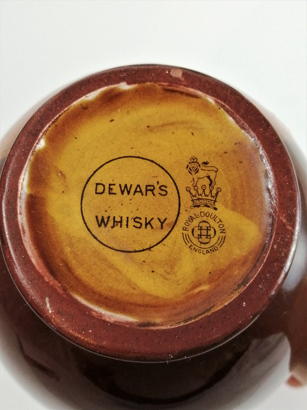 Antique Edwardian stoneware Royal Doulton Kingsware SPORTING SQUIRE Dewars whisky jug flask flagon