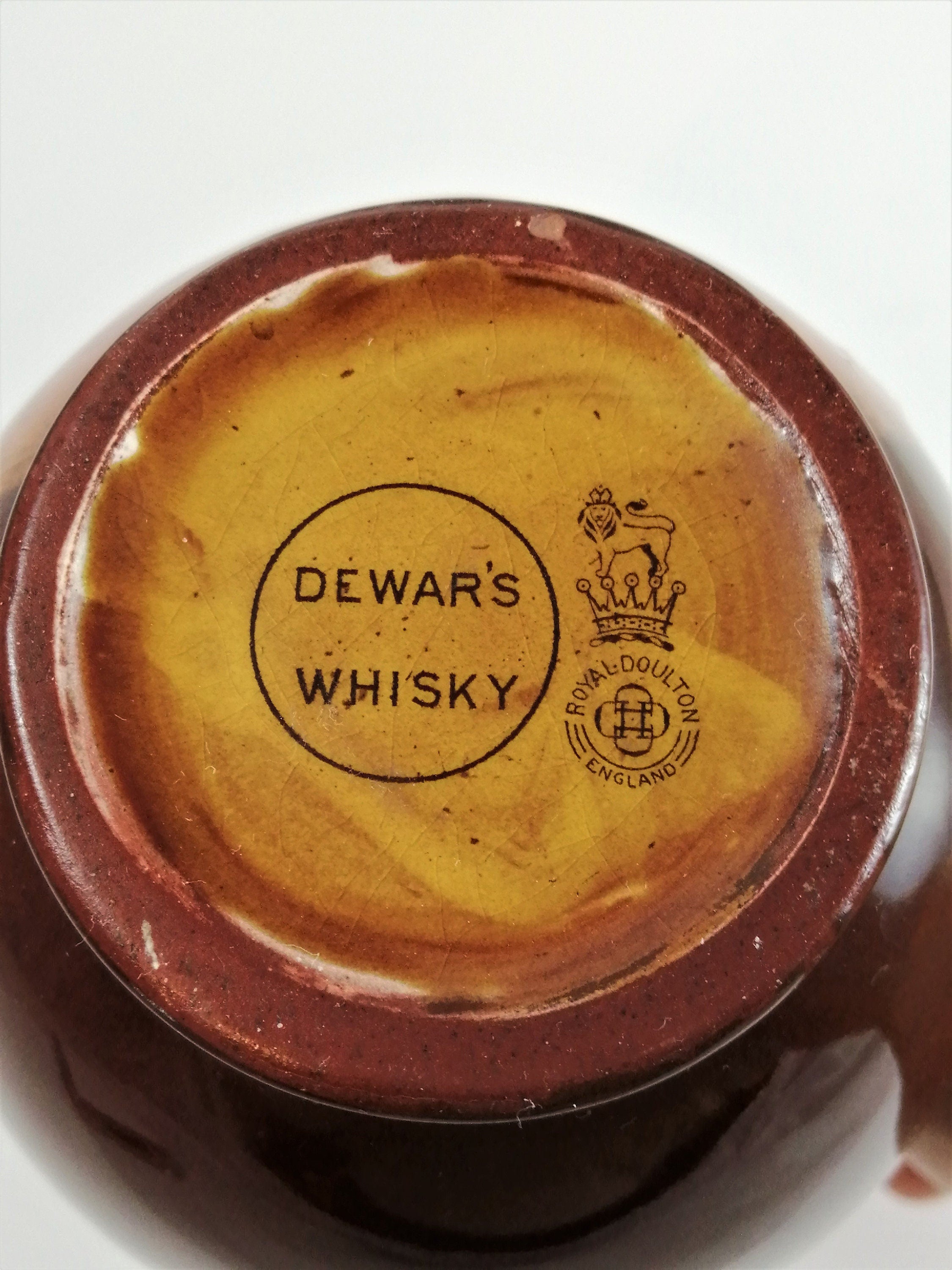 Antique Edwardian stoneware Royal Doulton Kingsware SPORTING SQUIRE Dewars whisky jug flask flagon