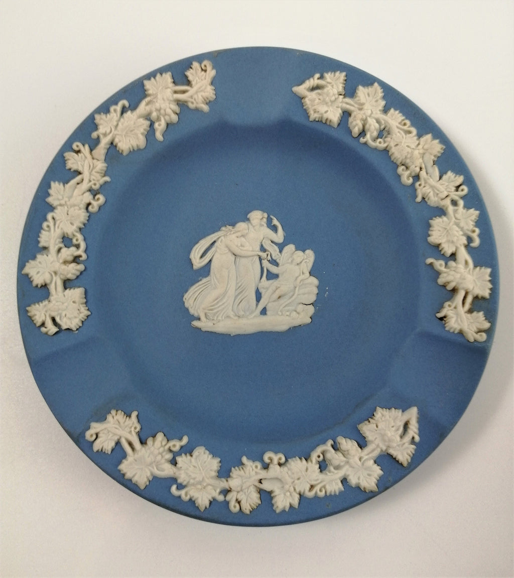 Antique Wedgwood Jasperware Set: Light Blue & Moss Green Trinket Dishes