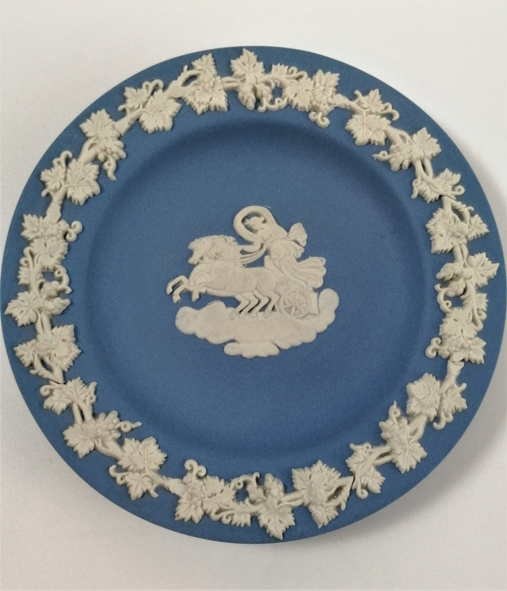 Antique Wedgwood Jasperware Set: Light Blue & Moss Green Trinket Dishes