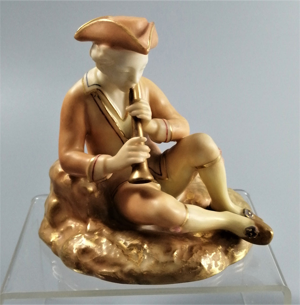 Antique Royal Worcester Porcelain Figurines: Lounging Musicians, 1913