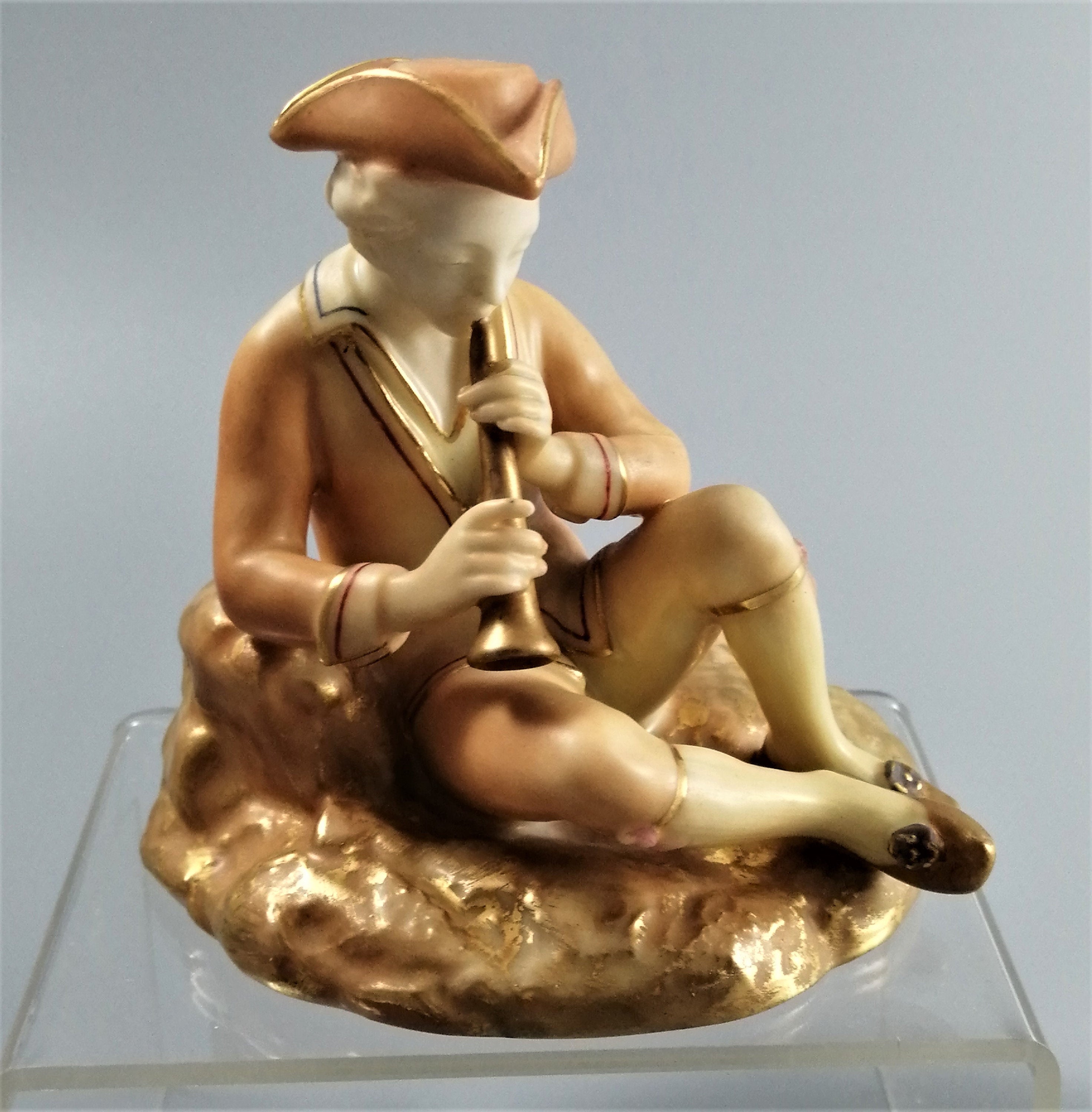 Antique Royal Worcester Porcelain Figurines: Lounging Musicians, 1913
